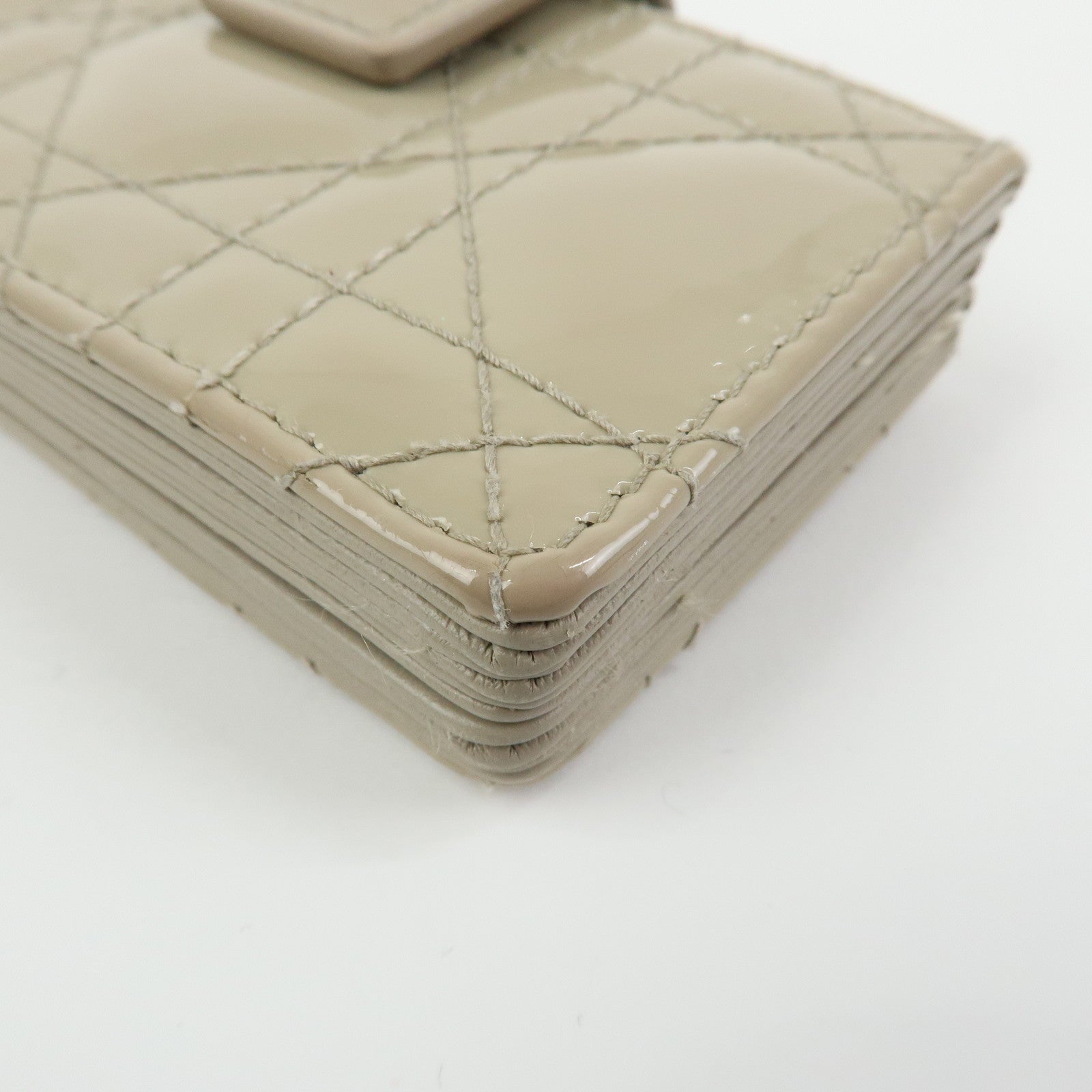 Christian Dior Lady Dior Cannage Jasmine Patent Leather Card Case