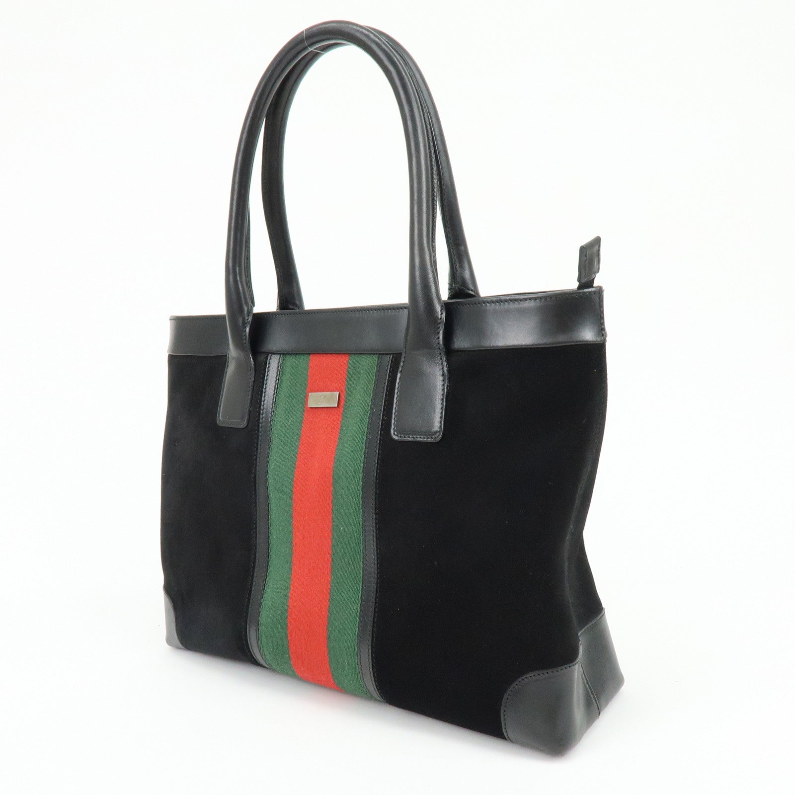 GUCCI Sherry Suede Leather Shoulder Bag Tote Bag Black 33890