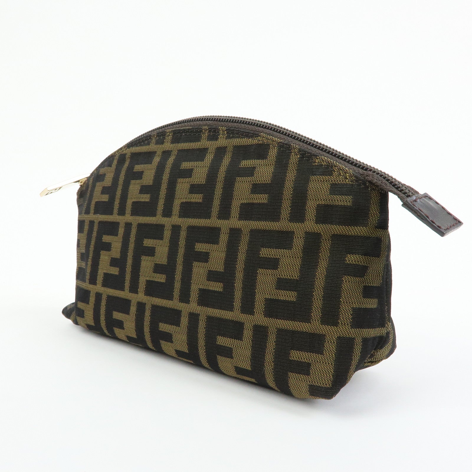 FENDI  Zucca Canvas Pouch Cosmetic Pouch Brown Gold 7N0005