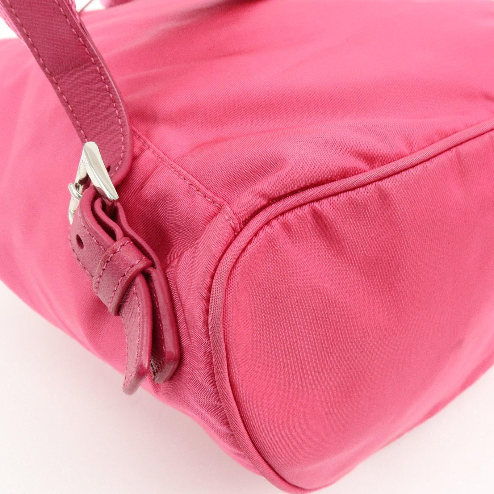 PRADA Triangle Log Nylon Leather Backpack Rucksack Pink BZ0032