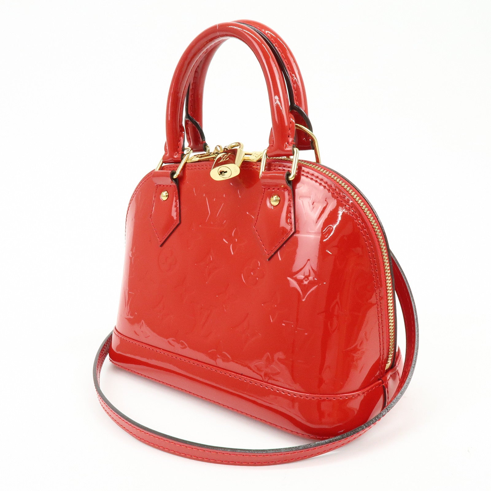 Louis Vuitton Monogram Vernis Alma BB 2Way Hand Bag Cerise M90174