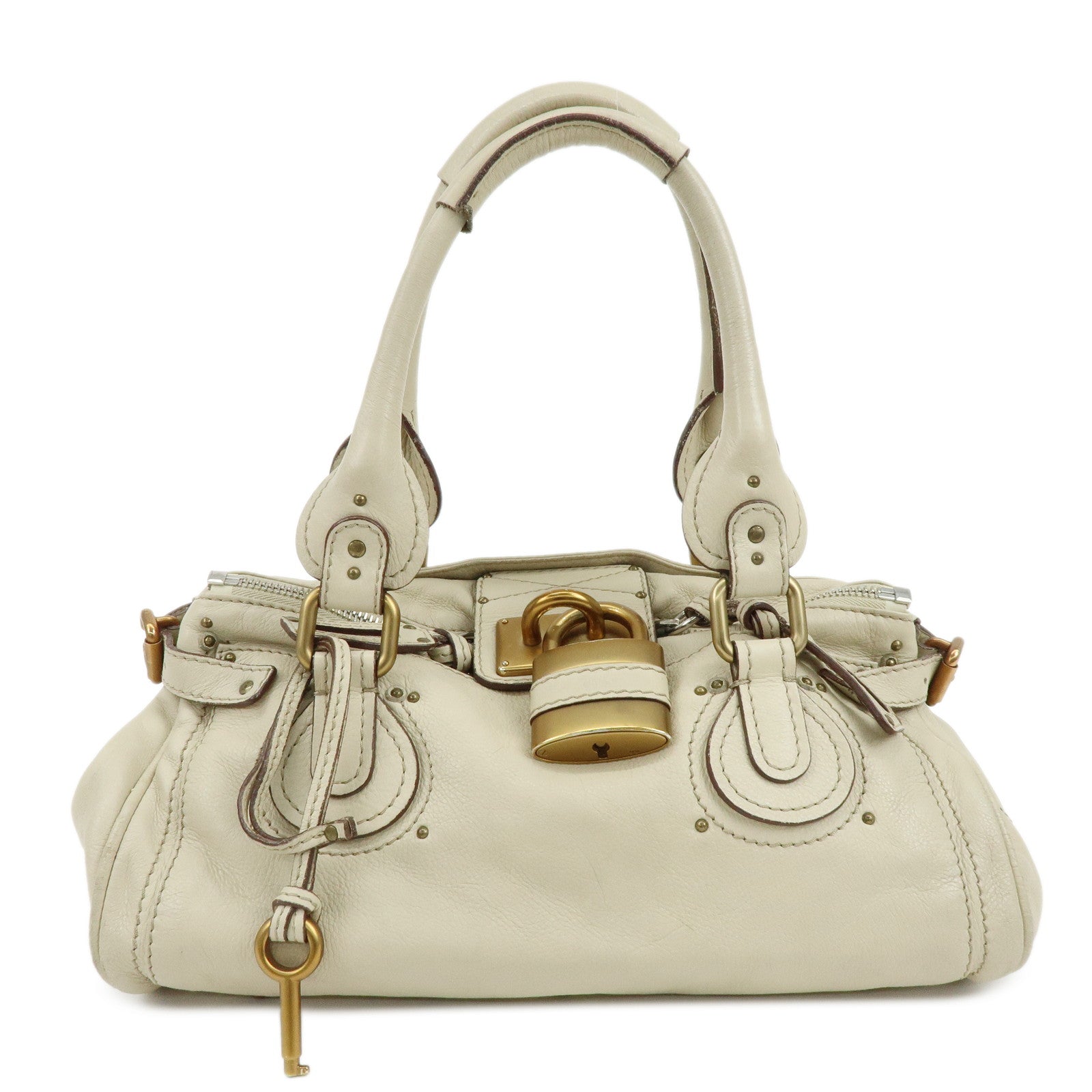Chloe Paddington Leather Shoulder Bag Hand Bag Ivory