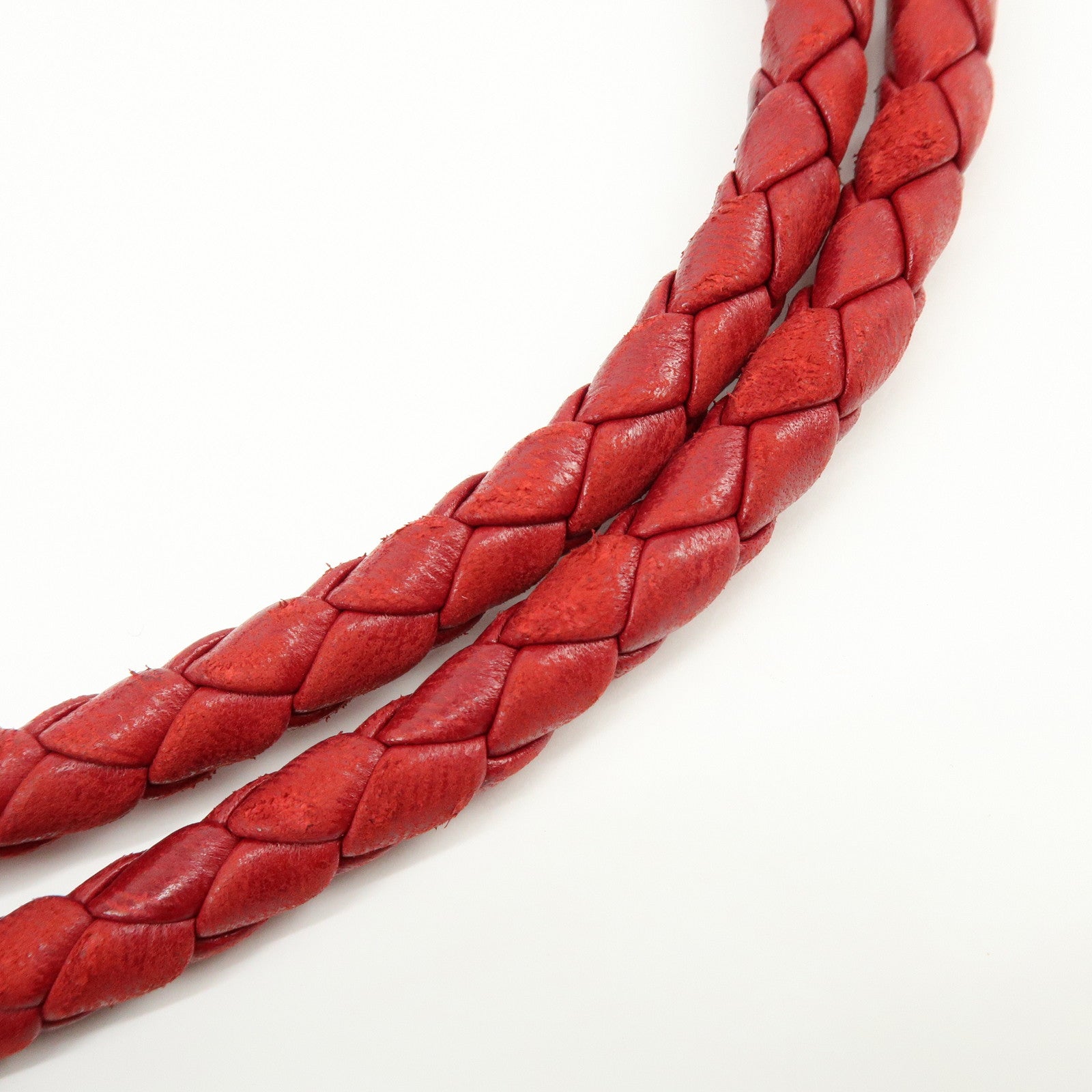 BOTTEGA VENETA Intrecciato Leather Shoulder Bag Tassel Red