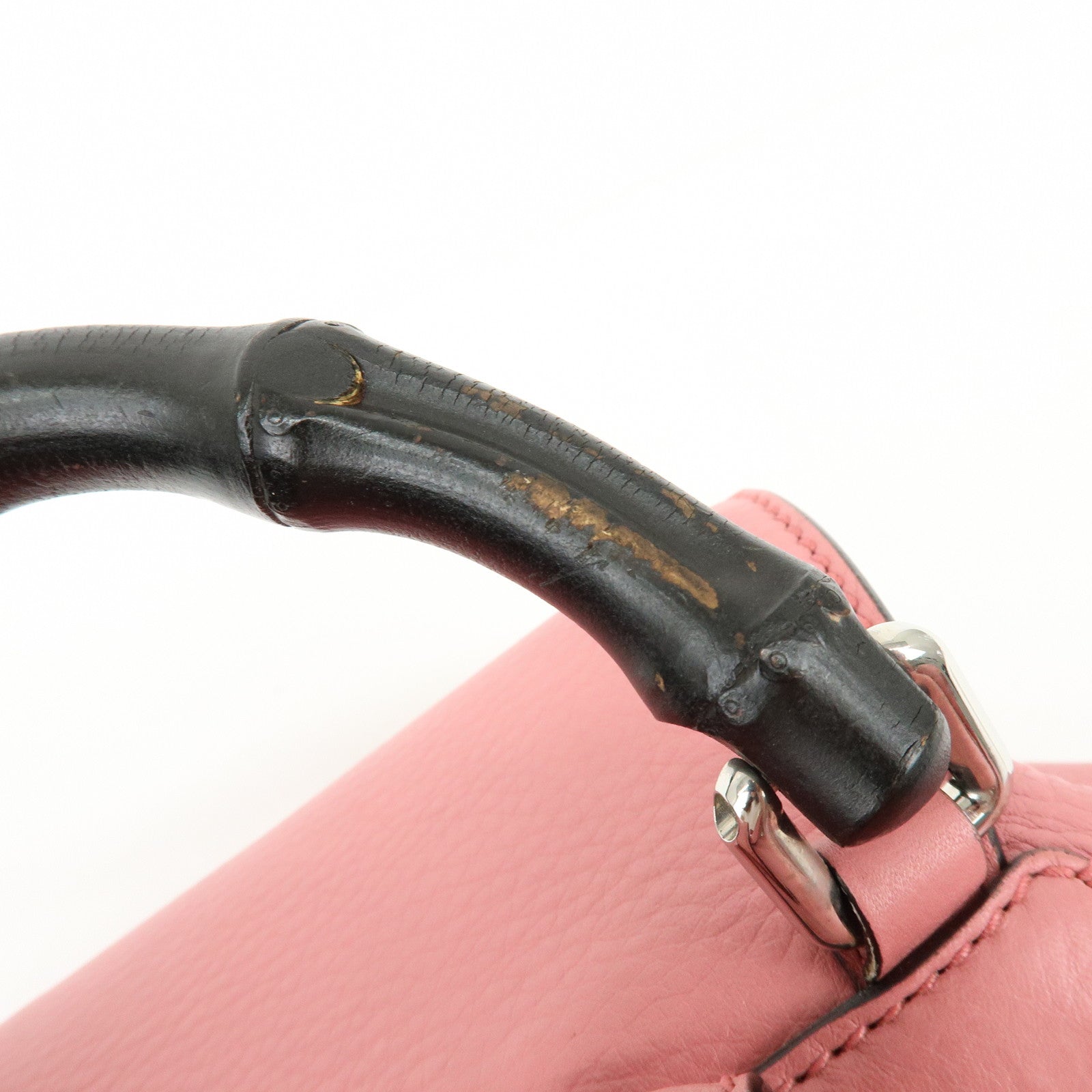 GUCCI Bamboo Tassel Leather Backpack Rucksack Pink 370833