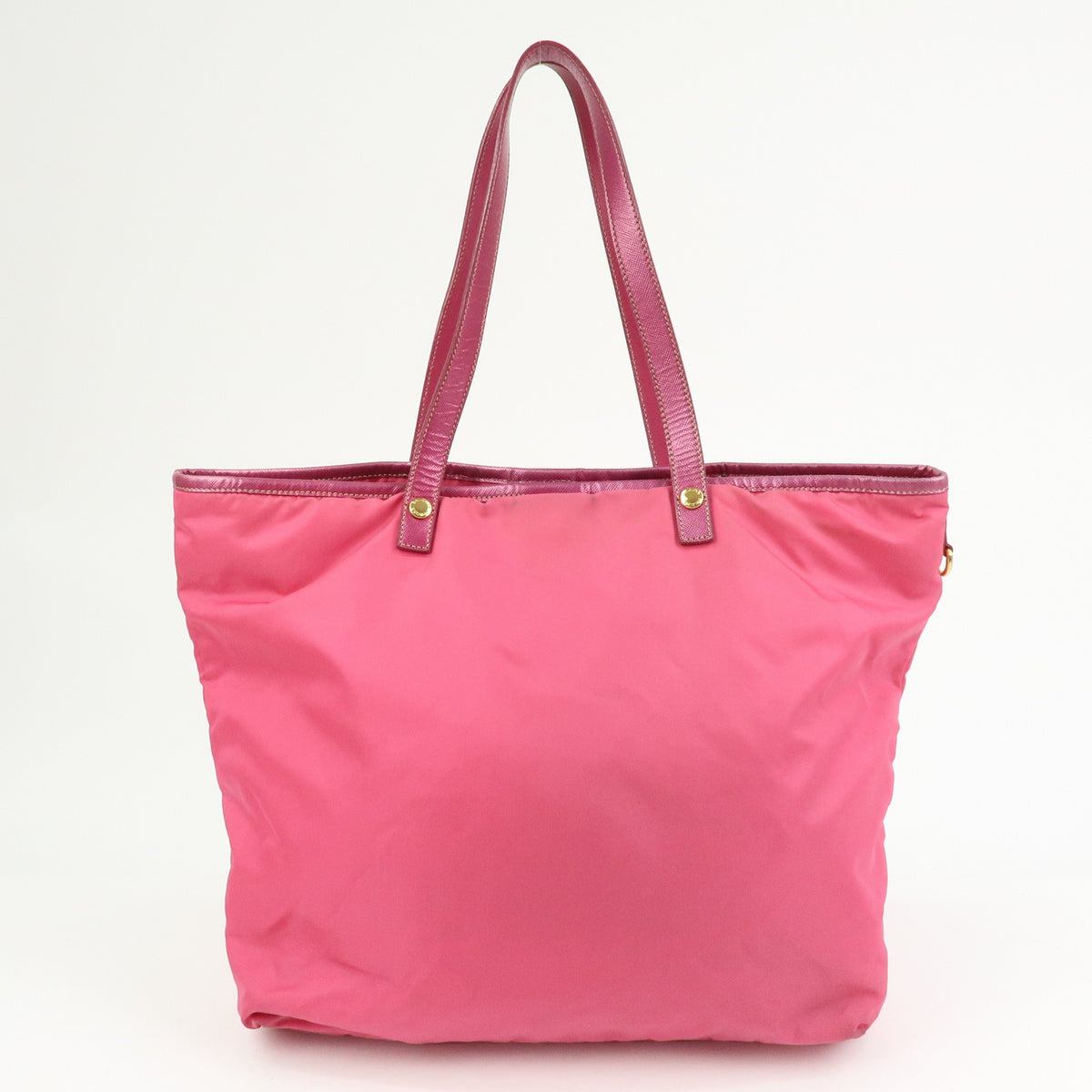PRADA Logo Nylon Saffiano Leather Tote Bag Shoulder Bag Pink
