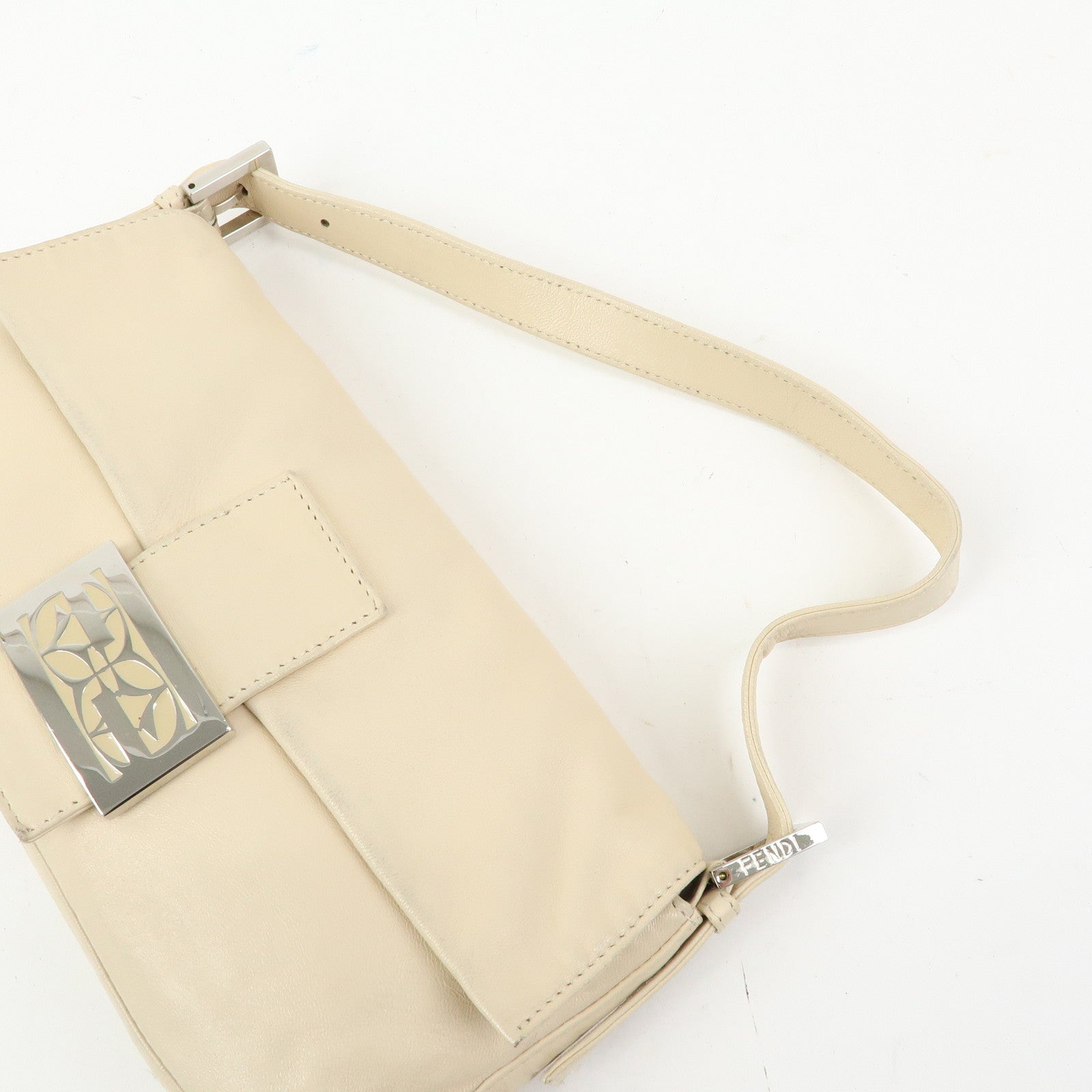 FENDI Mamma Baguette Nappa Leather Shoulder Bag Hand Bag Ivory