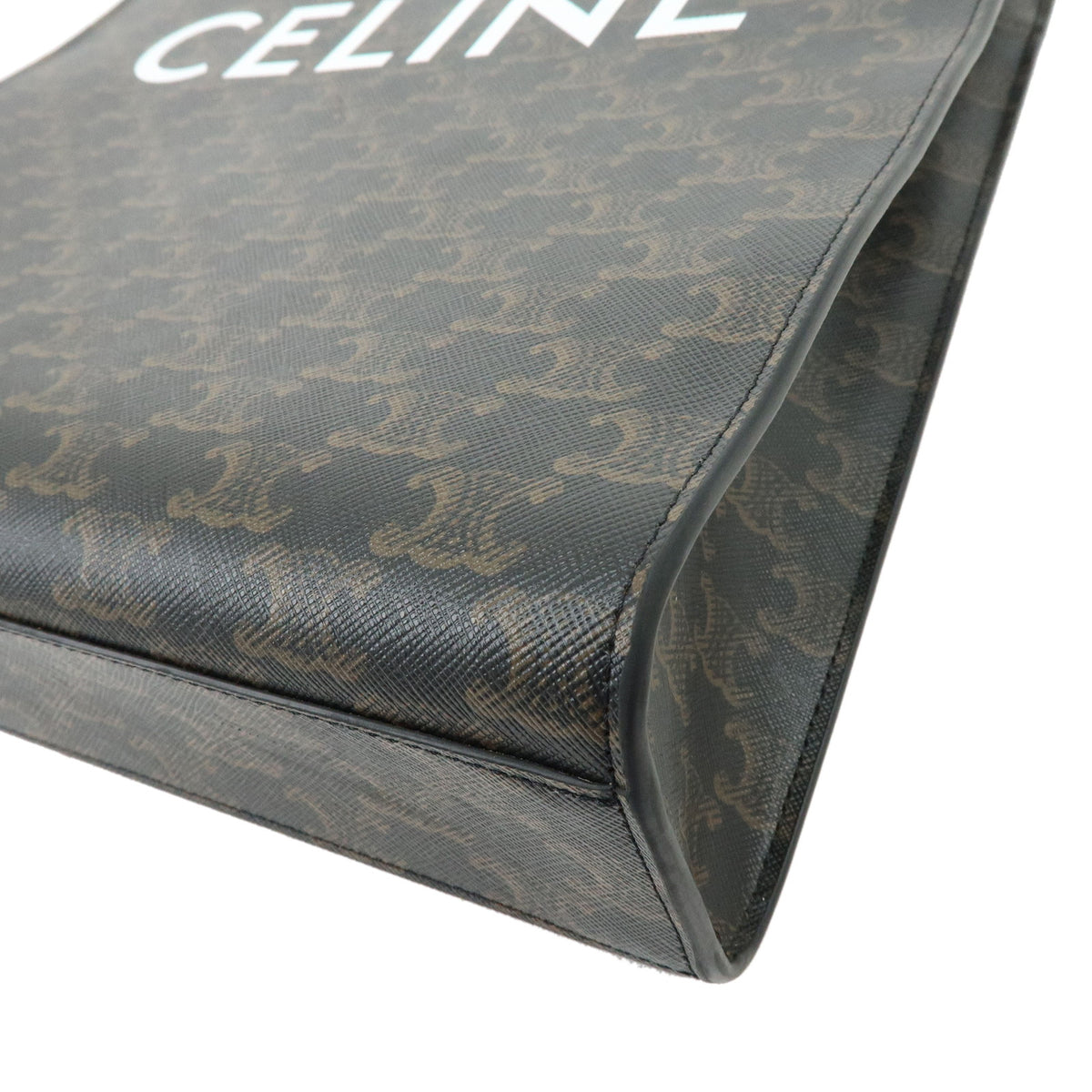 CELINE Triomphe Medium Vertical Cabas PVC Leather 2Way Bag Black 194432