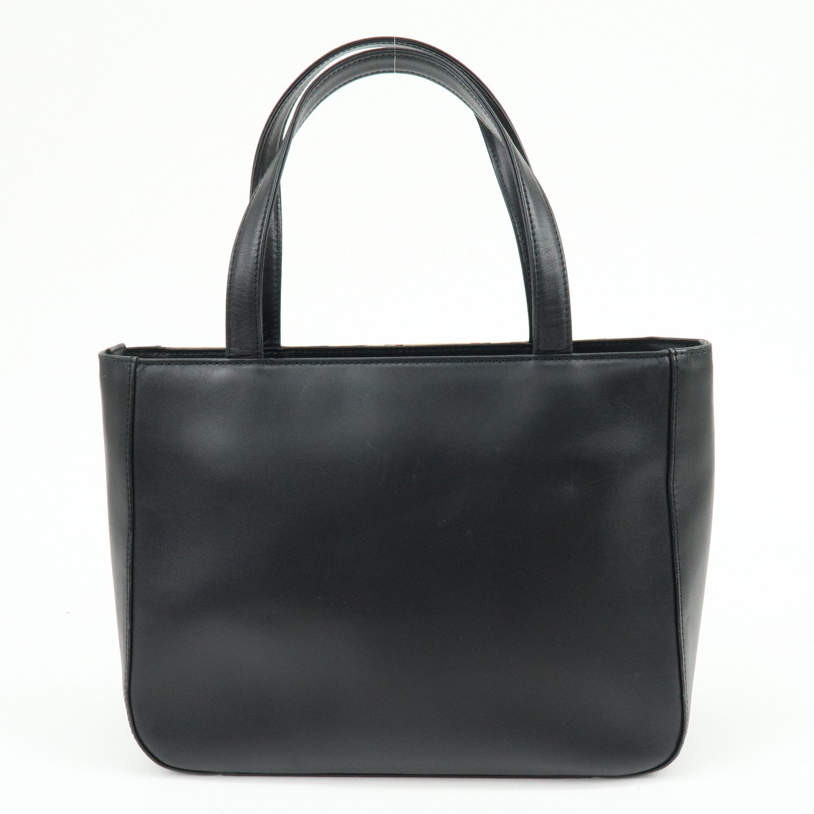 BURBERRY Logo Leather Tote Bag Hand Bag Nova Plaid Black