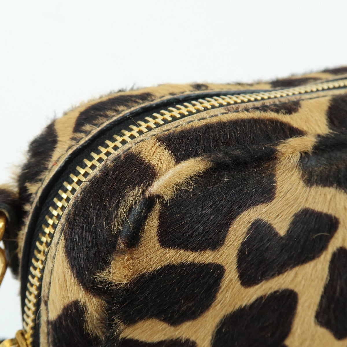 PRADA Pony Hair Leopard Mini Shoulder Bag Camera Bag 1N1674