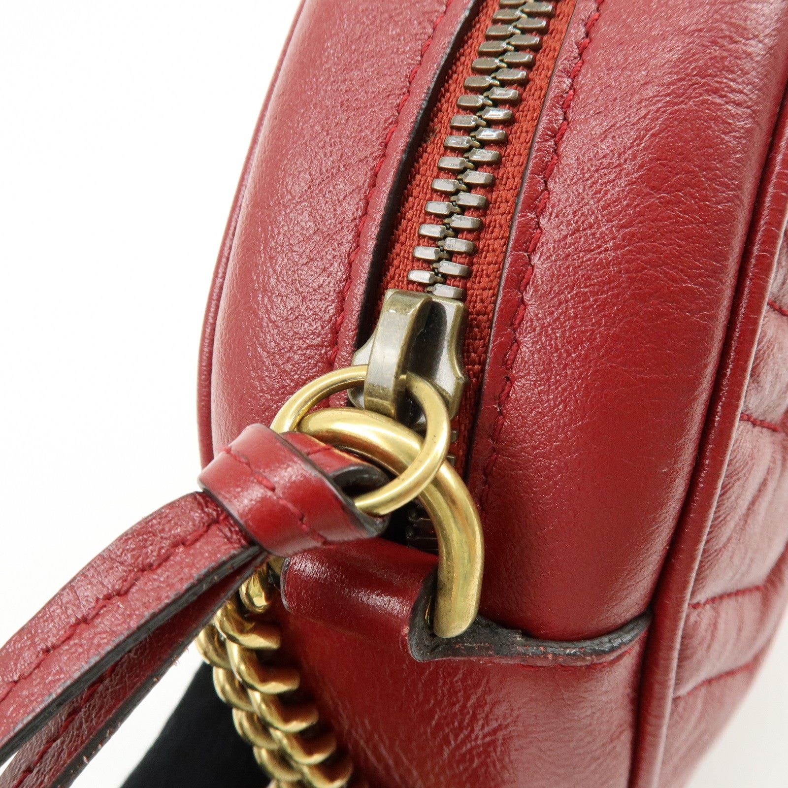 GUCCI GG Marmont Chevron Leather Chain Shoulder Bag Heart 550154