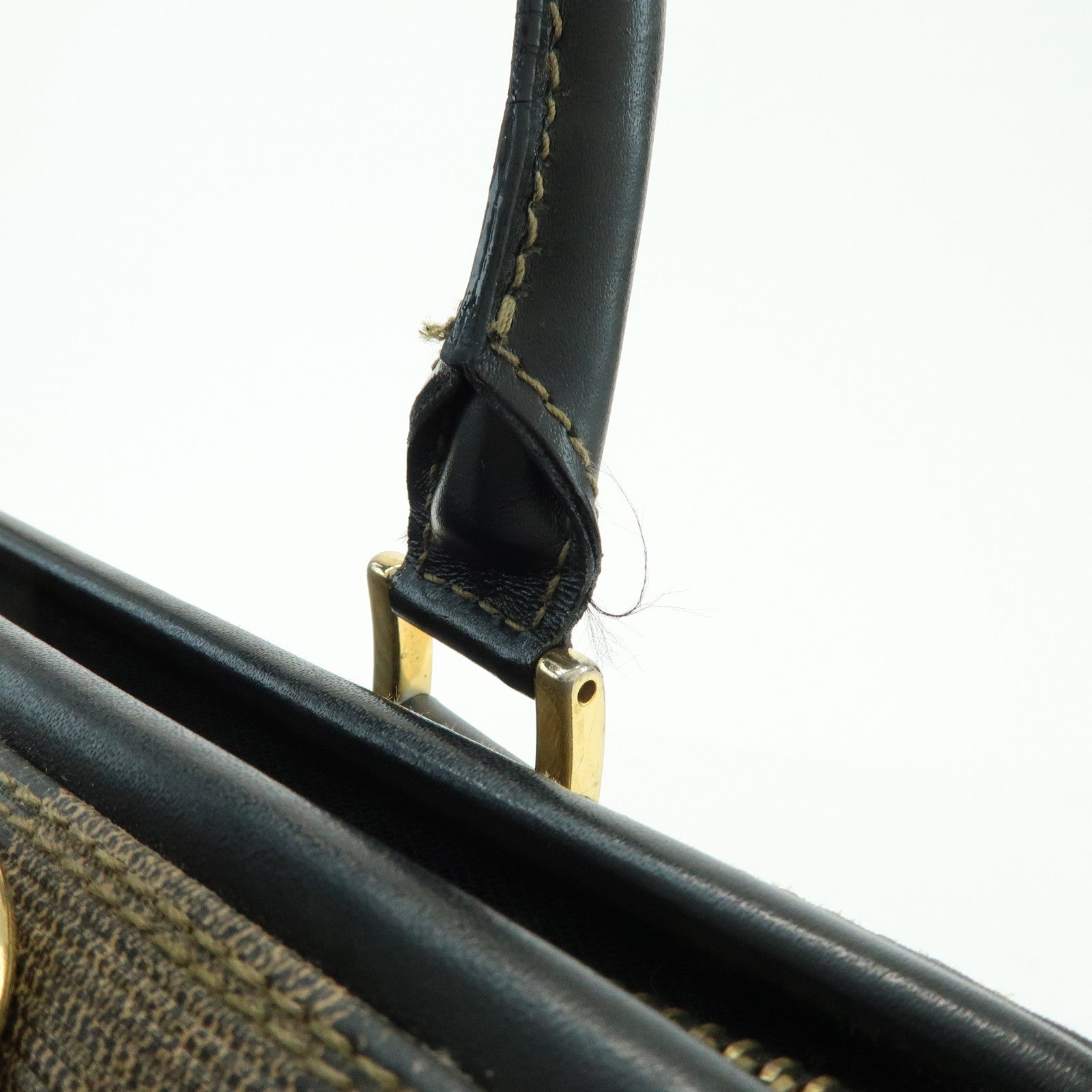 FENDI Pequin PVC Leather 2Way Bag Boston Bag Brown 259022