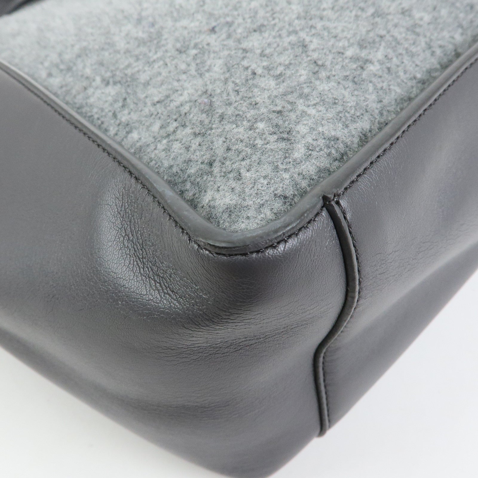STELLA MCCARTNEY Felt Faux Leather Tote Bag Shoulder Bag  Gray