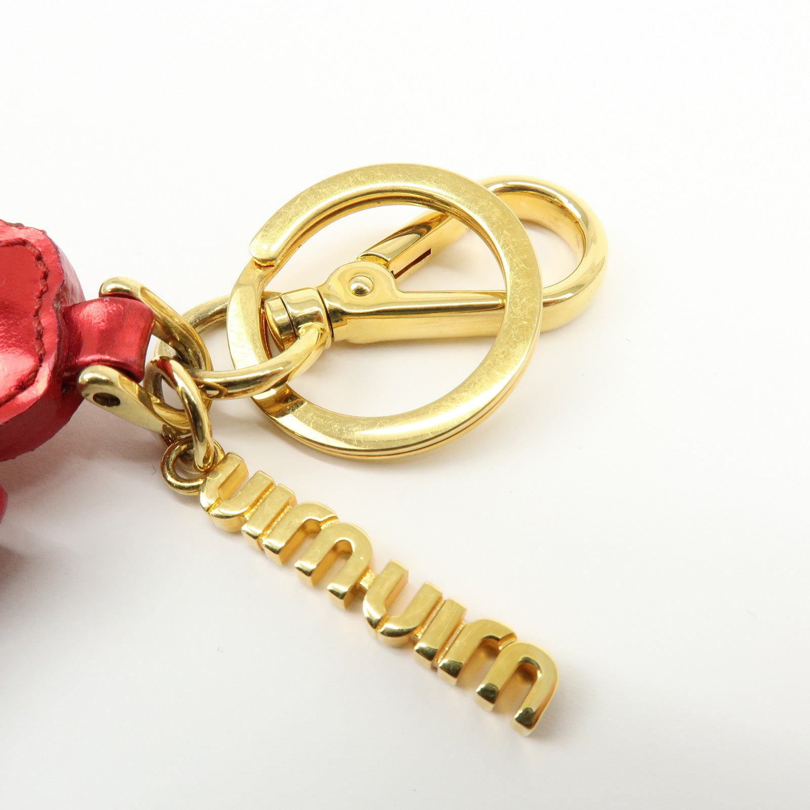 MIU MIU Patent Leather RhineStone Bag Charm Key Chain Ballerina Red