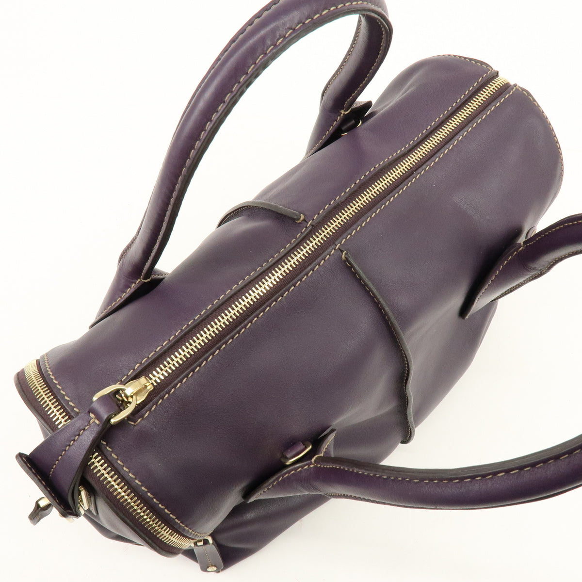TOD'S Logo Leather 2Way Bag Shoulder Bag Purple