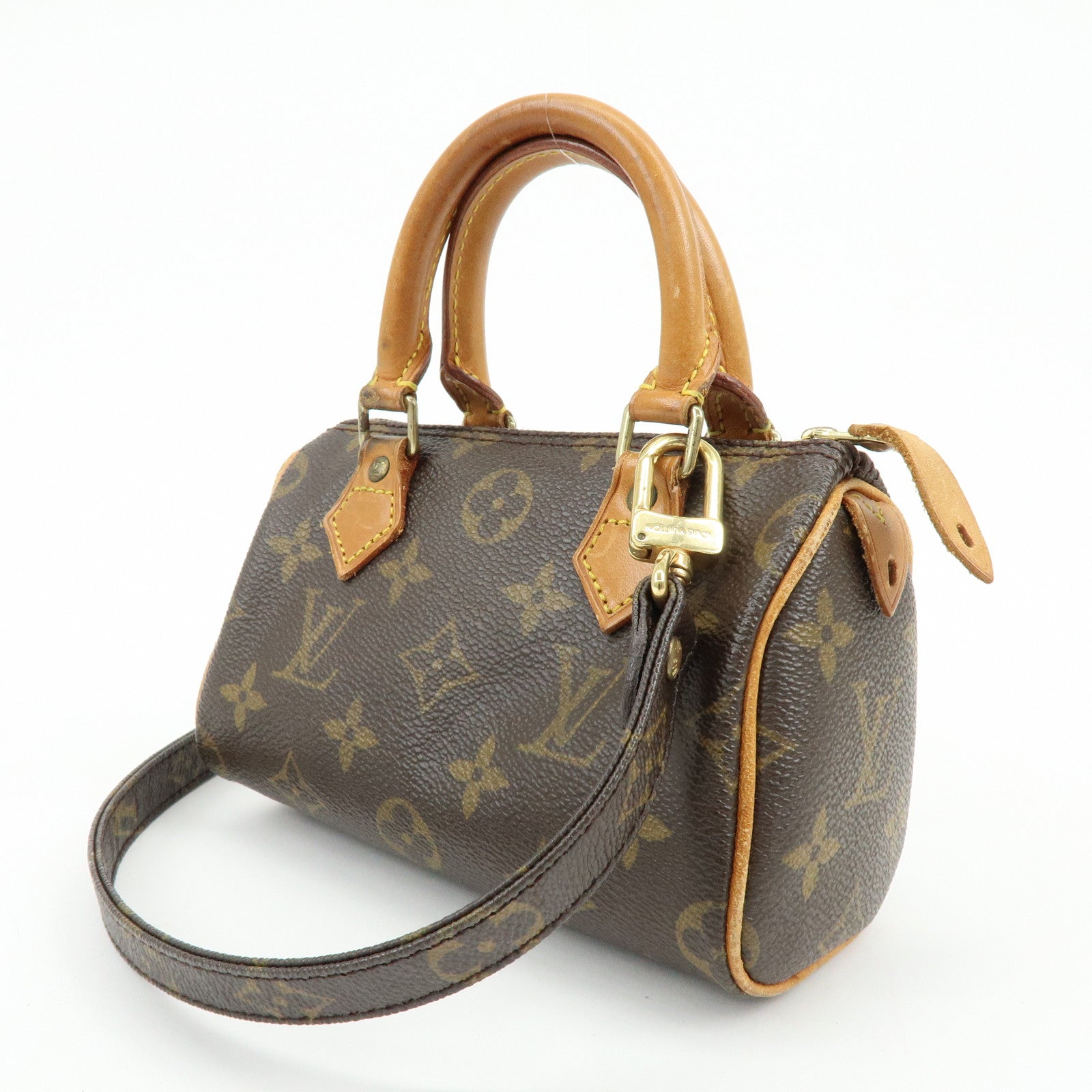 Louis Vuitton Monogram Canvas Mini Speedy Hand Bag & Strap M41534