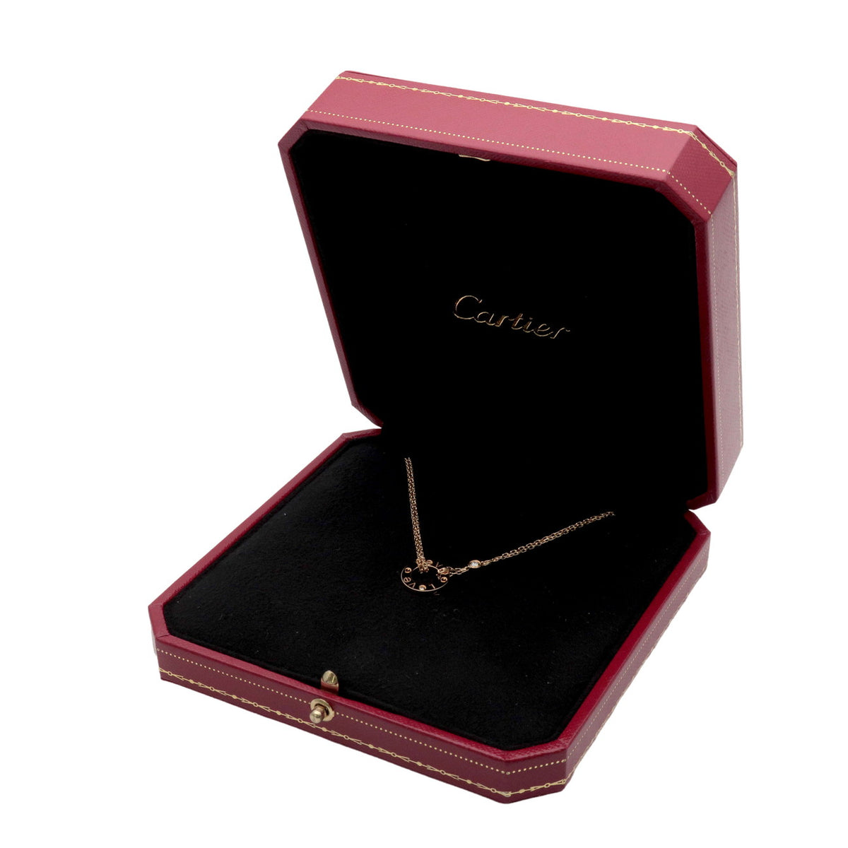Cartier Love Circle 2P Diamond Necklace K18 750YG Yellow Gold