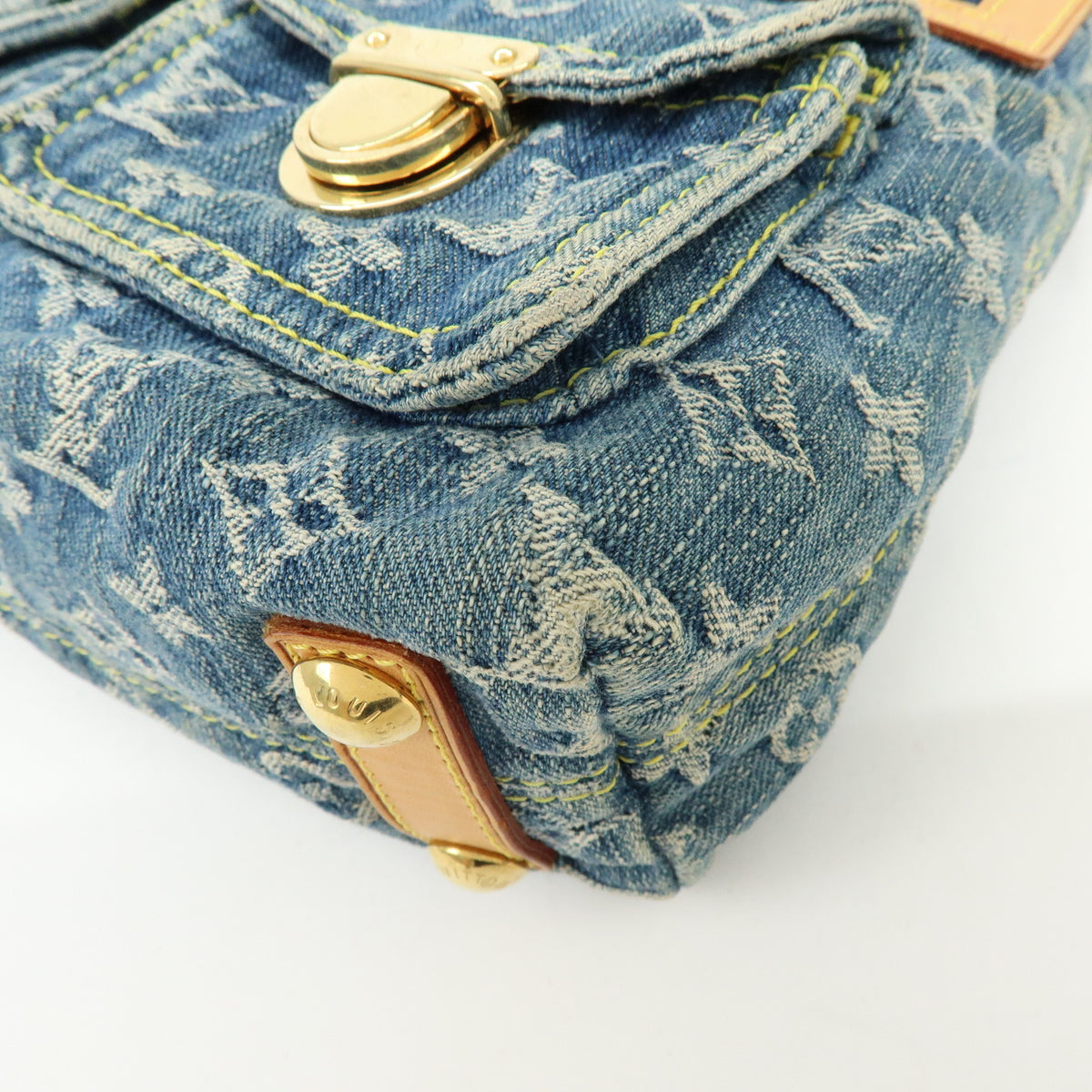 Louis Vuitton Monogram Denim Baggy PM 2Way Bag Shoulder Bag Blue M95049