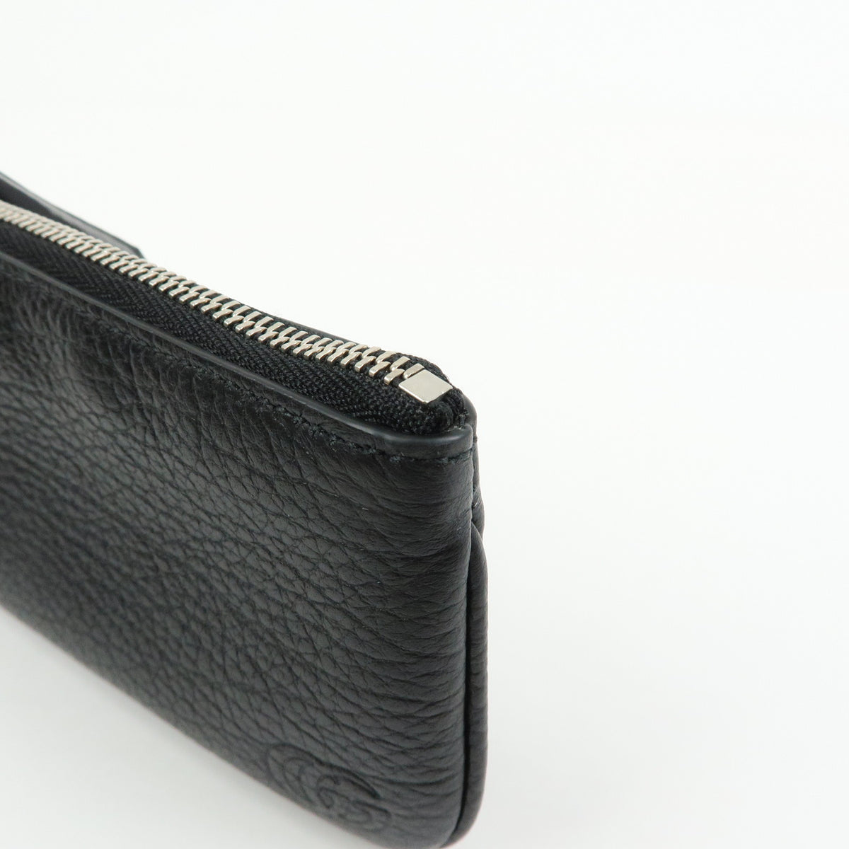 GUCCI Double G Leather Coin Case Key Chain Black 795330