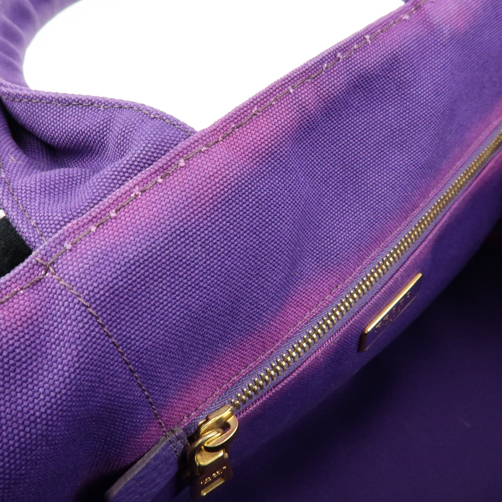 PRADA Canapa Triangle Logo Canvas Tote Bag Hand Bag Purple BN1877