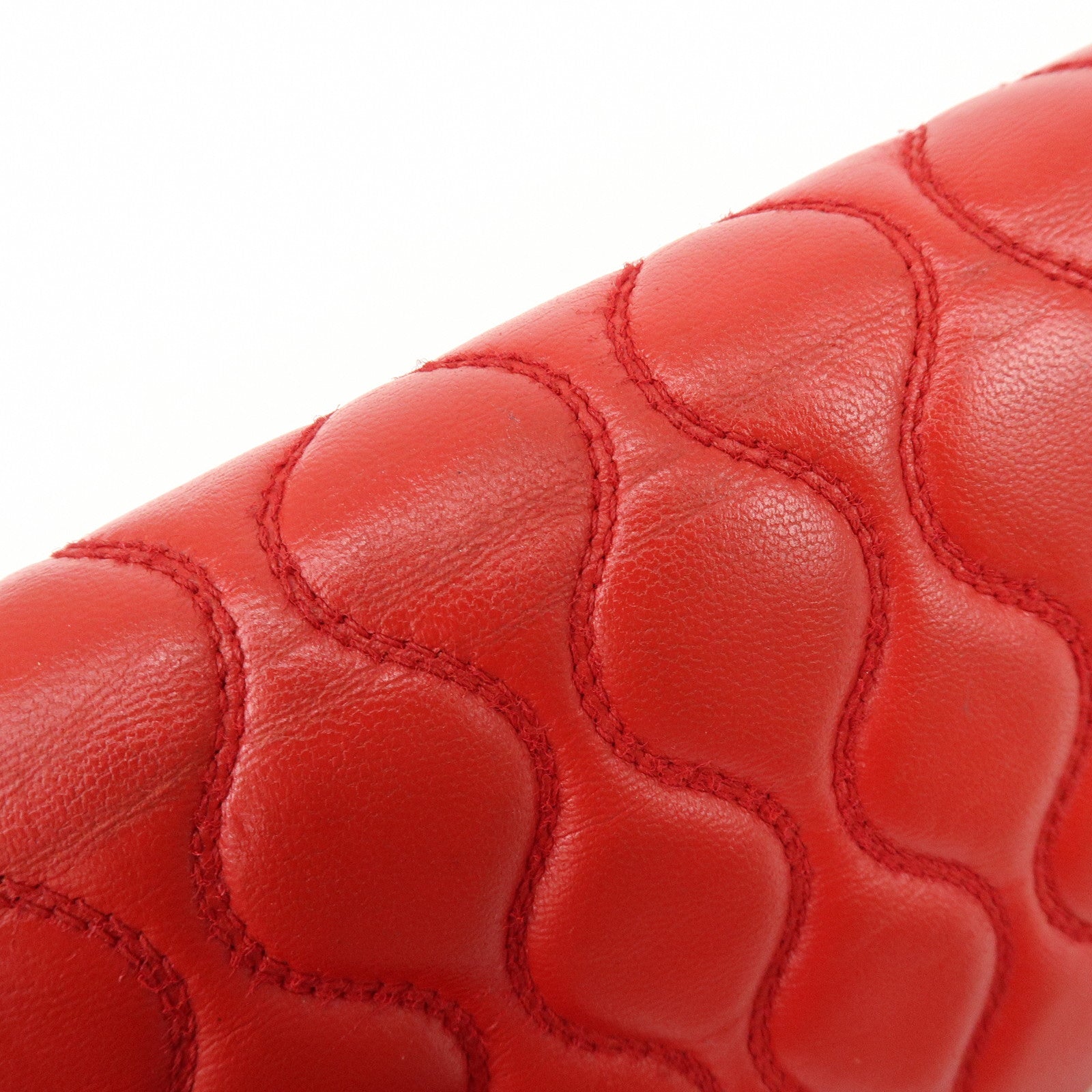 MIU MIU Nappa Leather Chain Long Wallet Shoulder Bag Red