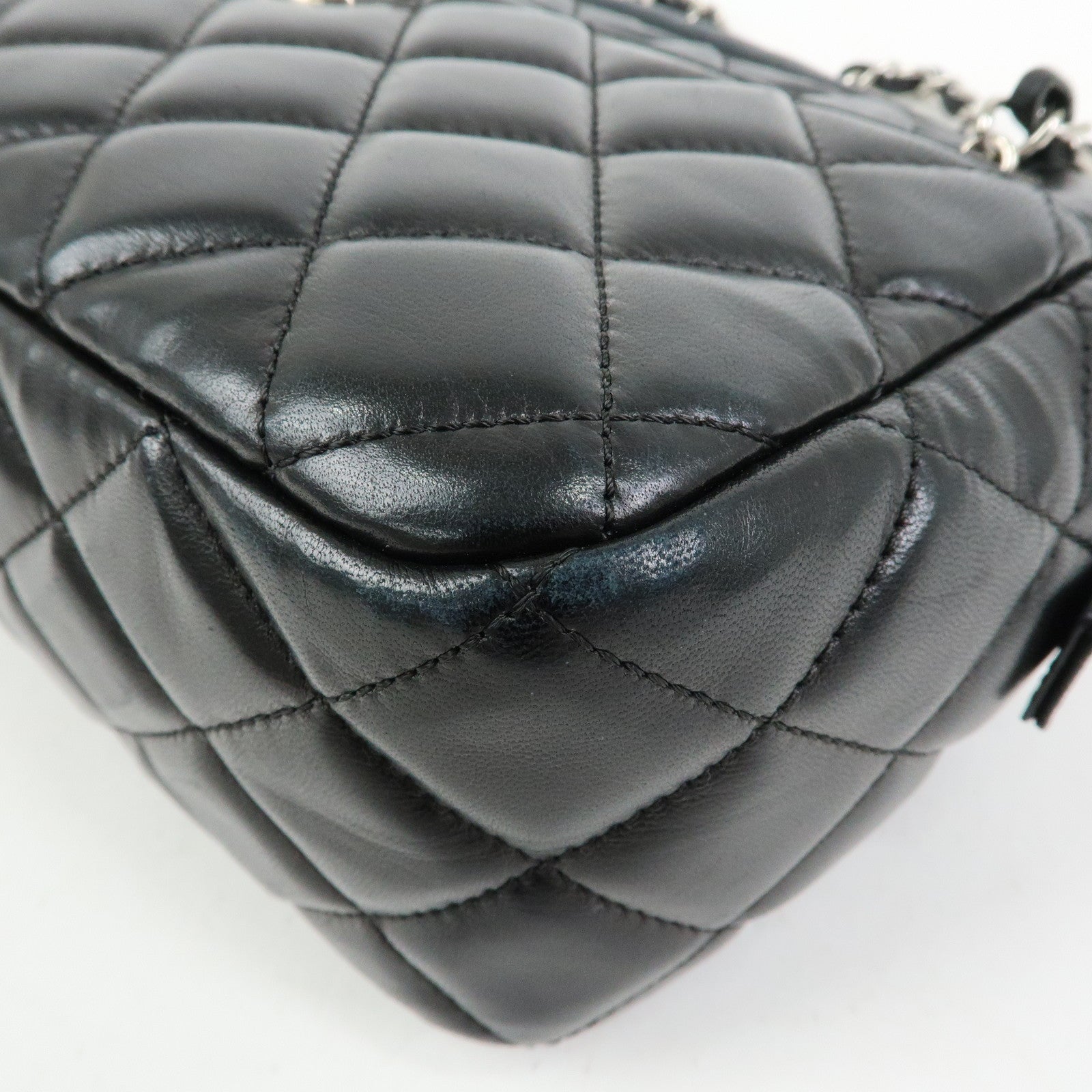 CHANEL COCO Mark Matelasse Lamb Skin Chain Shoulder Bag Hand Bag Black