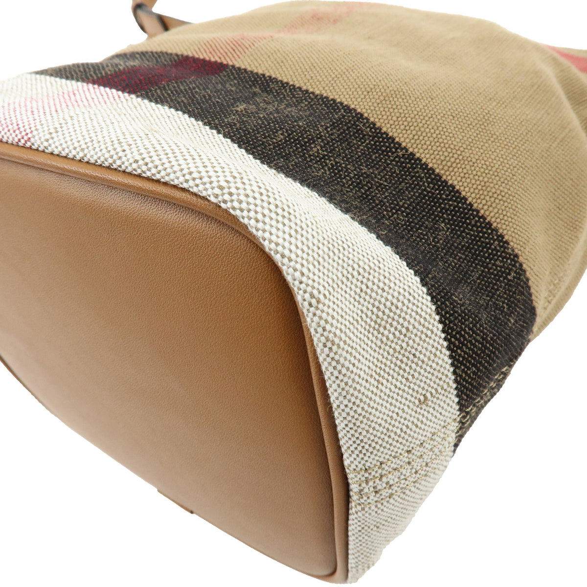 BURBERRY Nova Plaid Ashby Medium Canvas Leather Hobo Shoulder Bag
