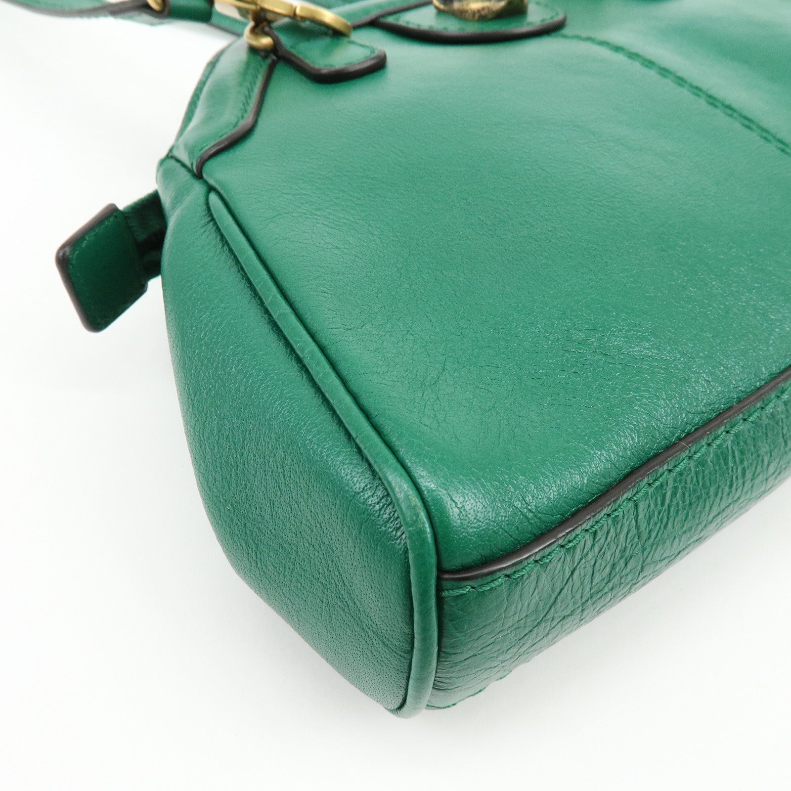 GUCCI Animalier Double G Small Cat Head Shoulder Bag Green 524620