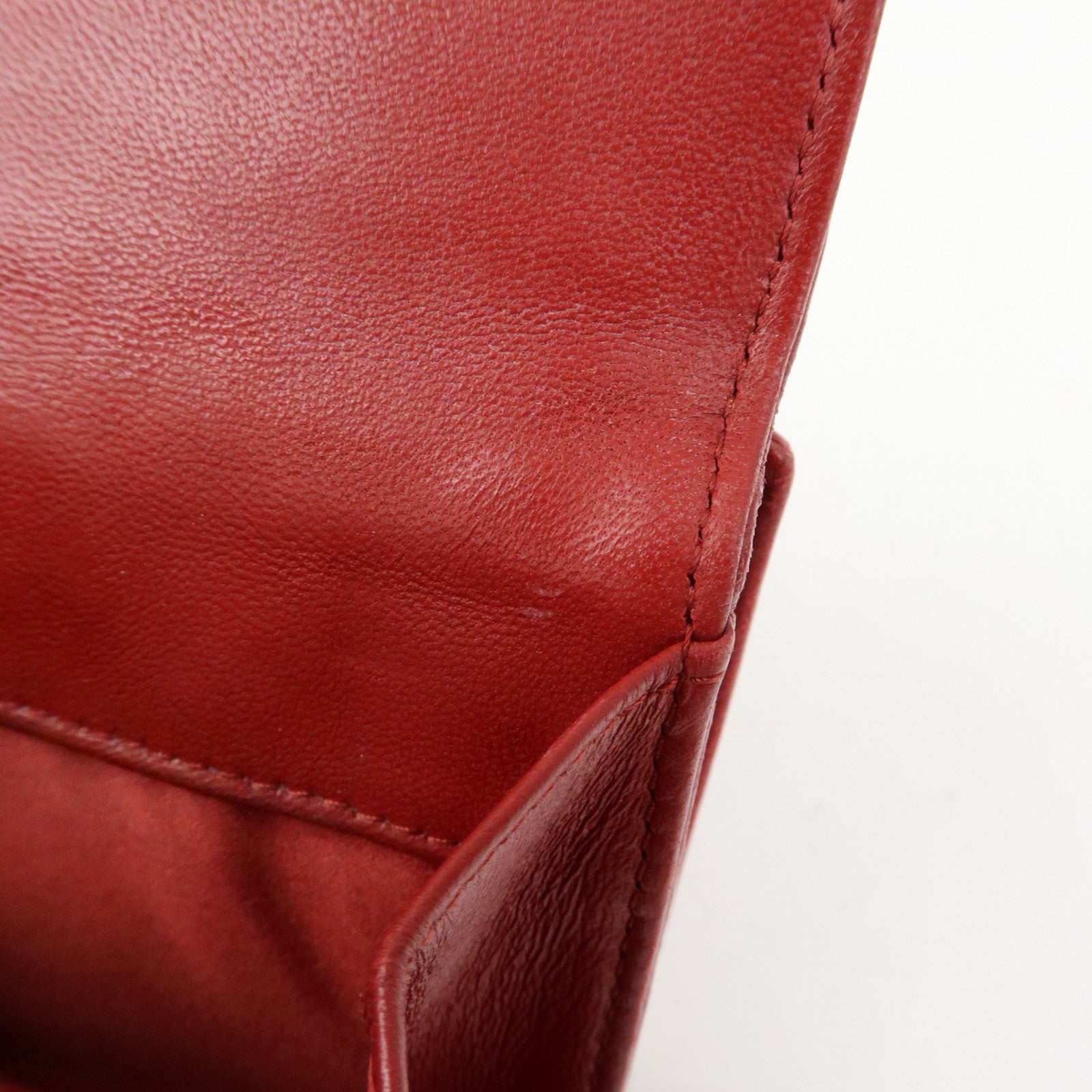 CHANEL Camellia COCO Mark Lamb Skin Bi-fold Compact Wallet Red A47422