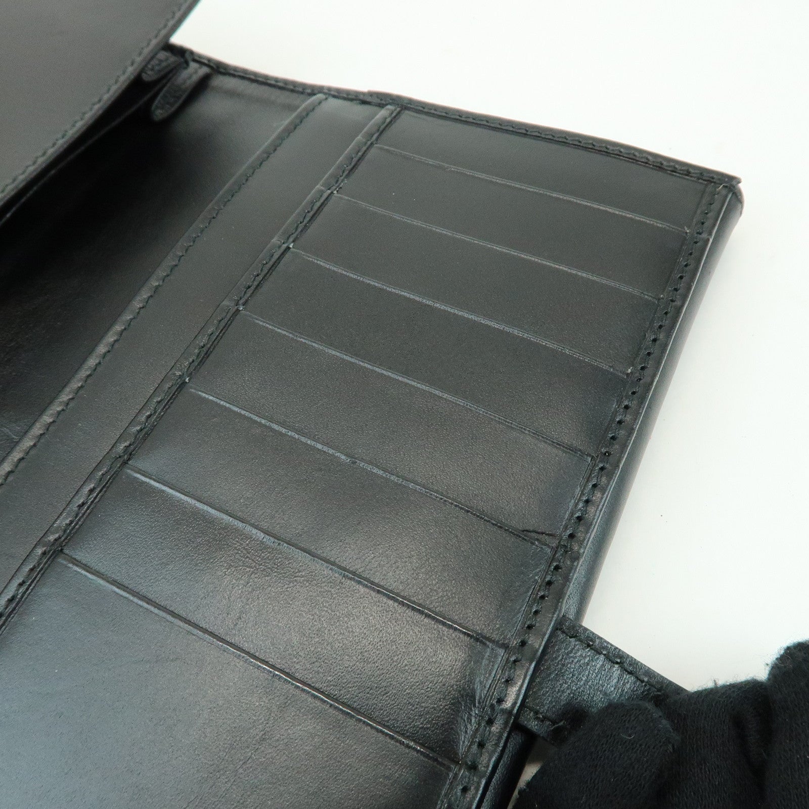 GUCCI Jackie GG Canvas Leather Bi-fold Long Wallet Black