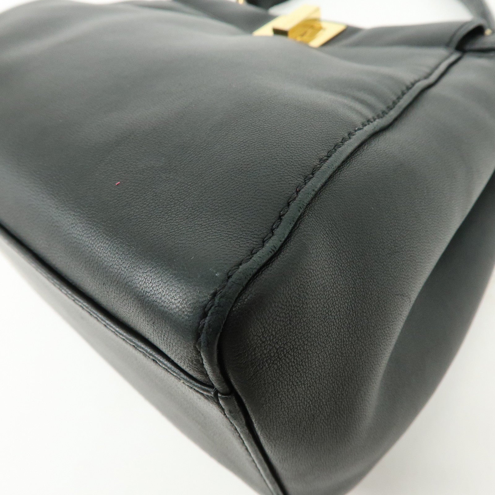 FENDI Peekaboo Mini Leather 2Way Hand Bag Shoulder Bag Black 8BN244