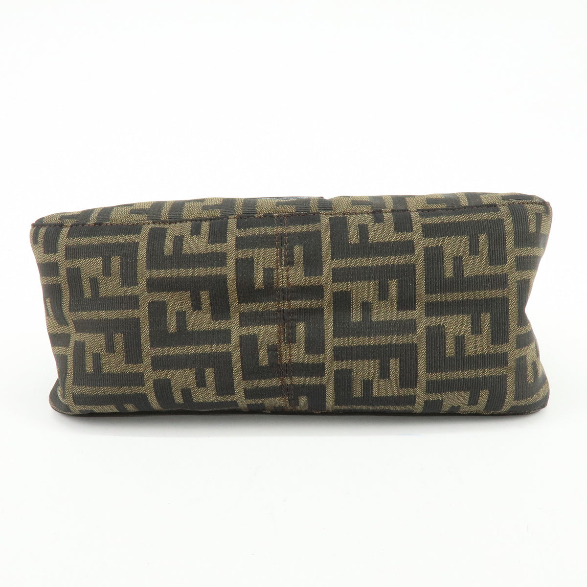 FENDI Mamma Baguette Jacquard Canvas Leather Shoulder Bag Brown 26325