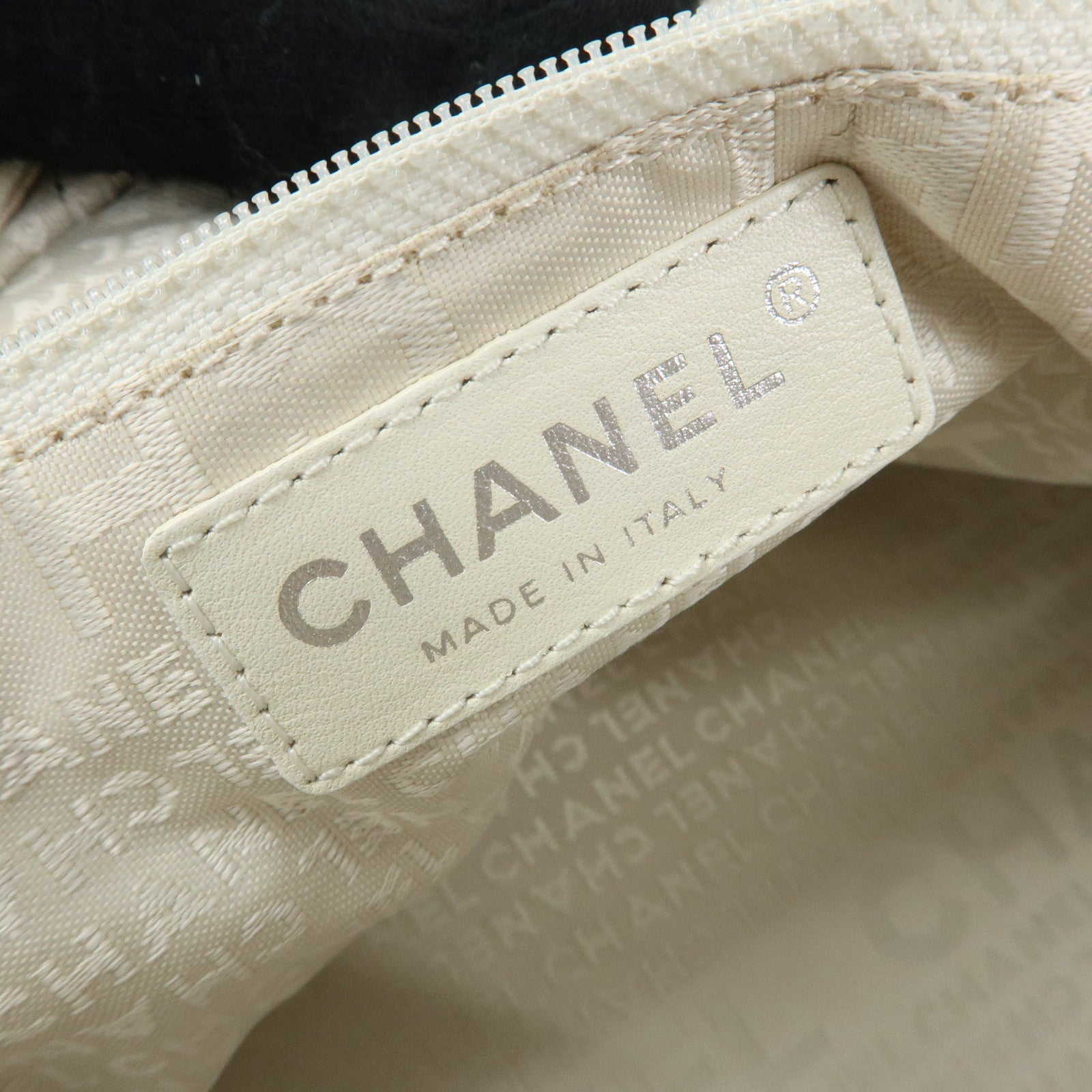 CHANEL COCO Mark Calf Leather Hand Bag Perforated Design Ivory