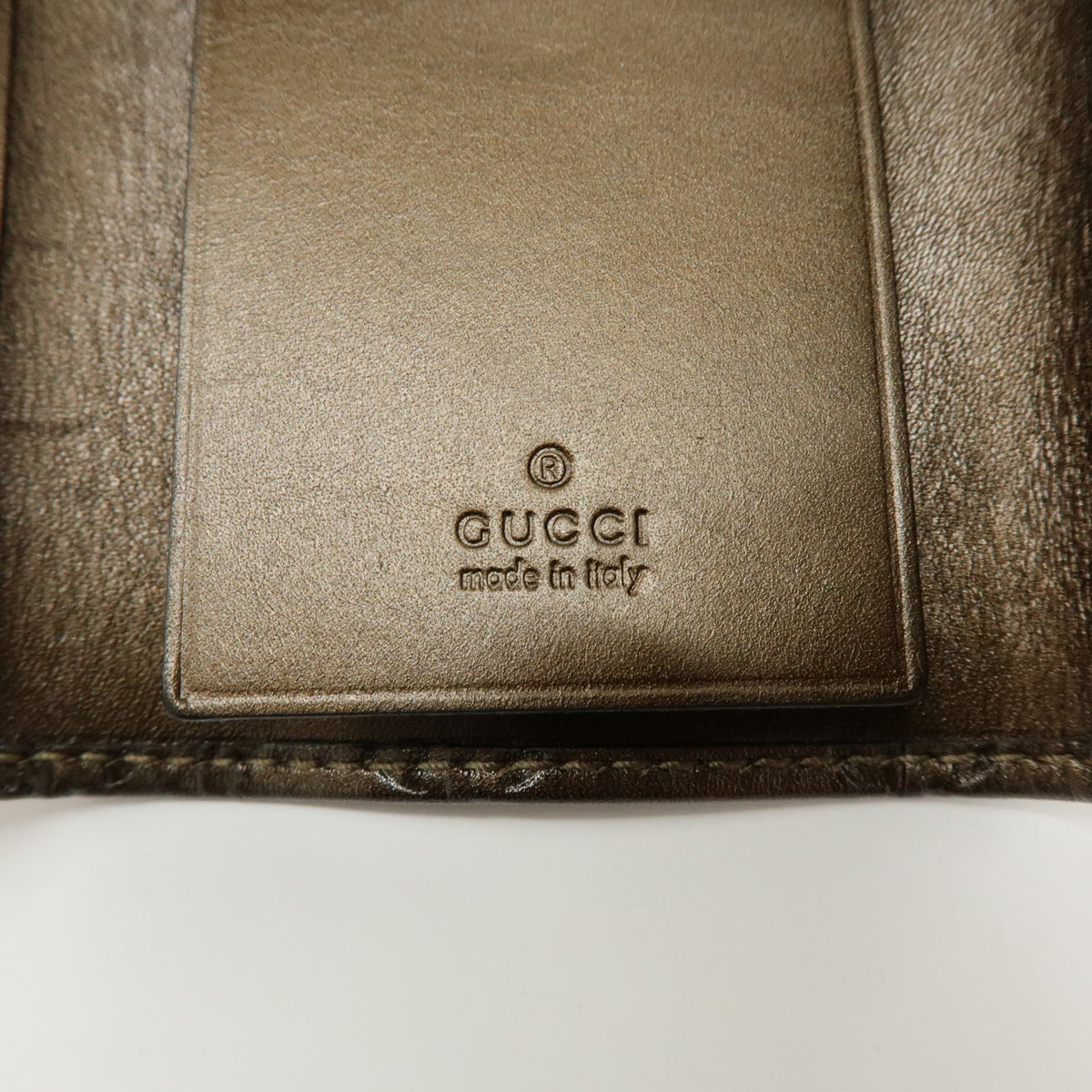 GUCCI Heartbit Guccissima Leather 6 Ring Key Case Key Holder Bronze