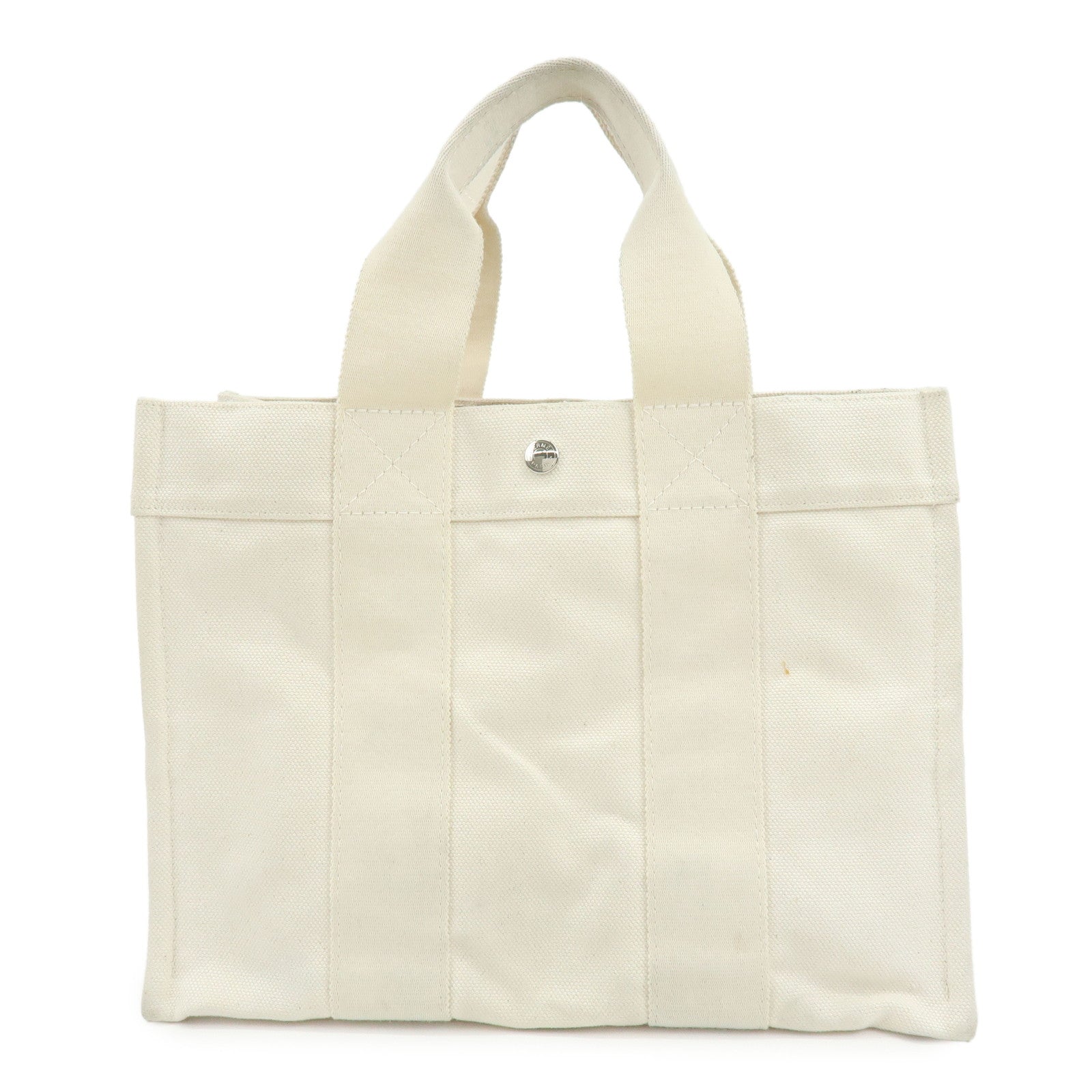 HERMES Bora Bora PM Canvas Tote Bag Hand Bag Ivory