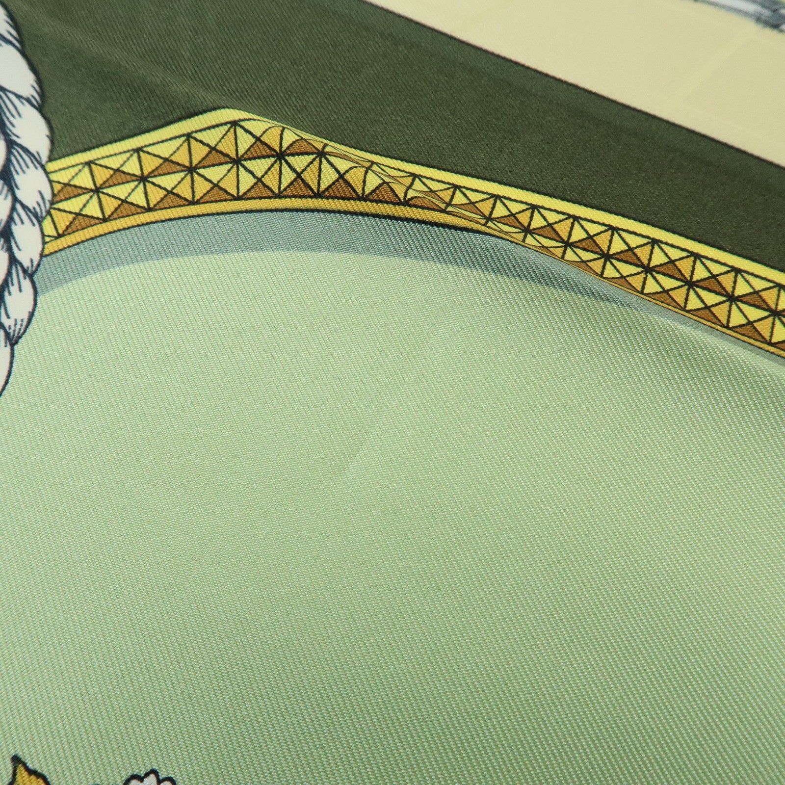 HERMES Carre 90 Silk 100% Scarf GRAND APPARAT Khaki Gold Green
