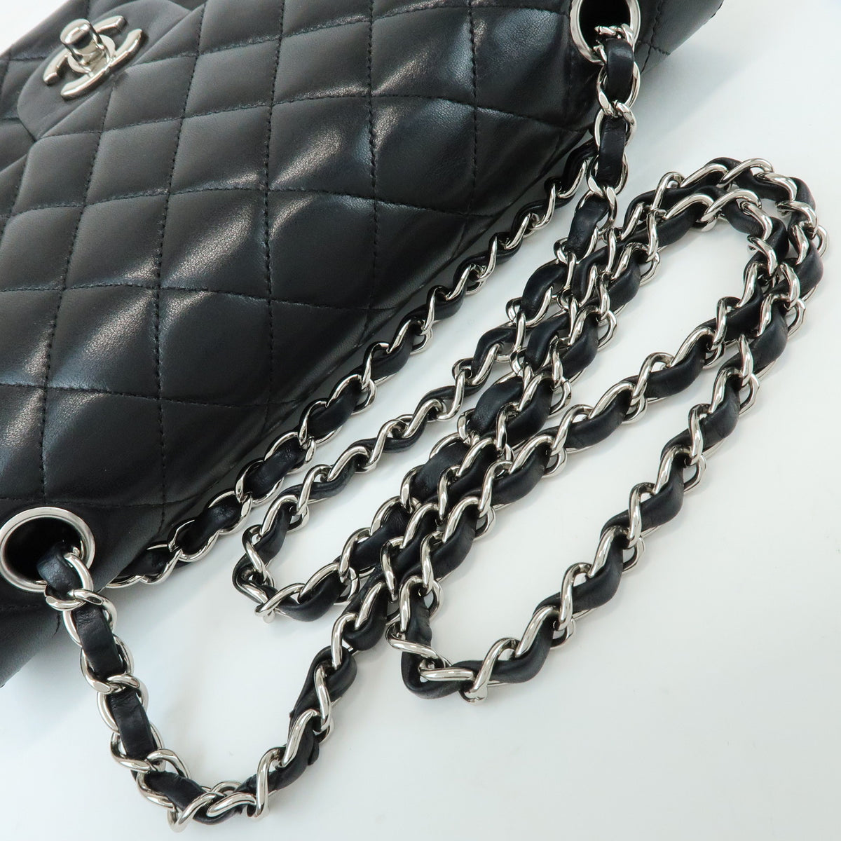 CHANEL Matelasse 25 Double Flap Lamb Skin Chain Shoulder Bag A01112