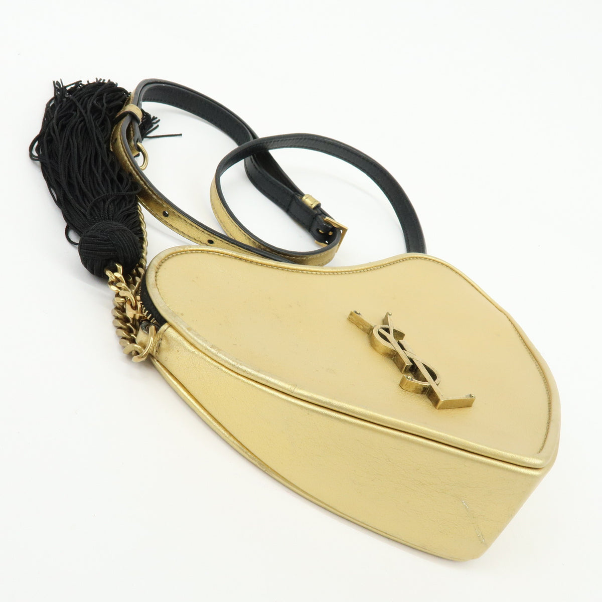 SAINT LAURENT PARIS Cassandra Leather Shoulder Bag Tassel Gold 540694