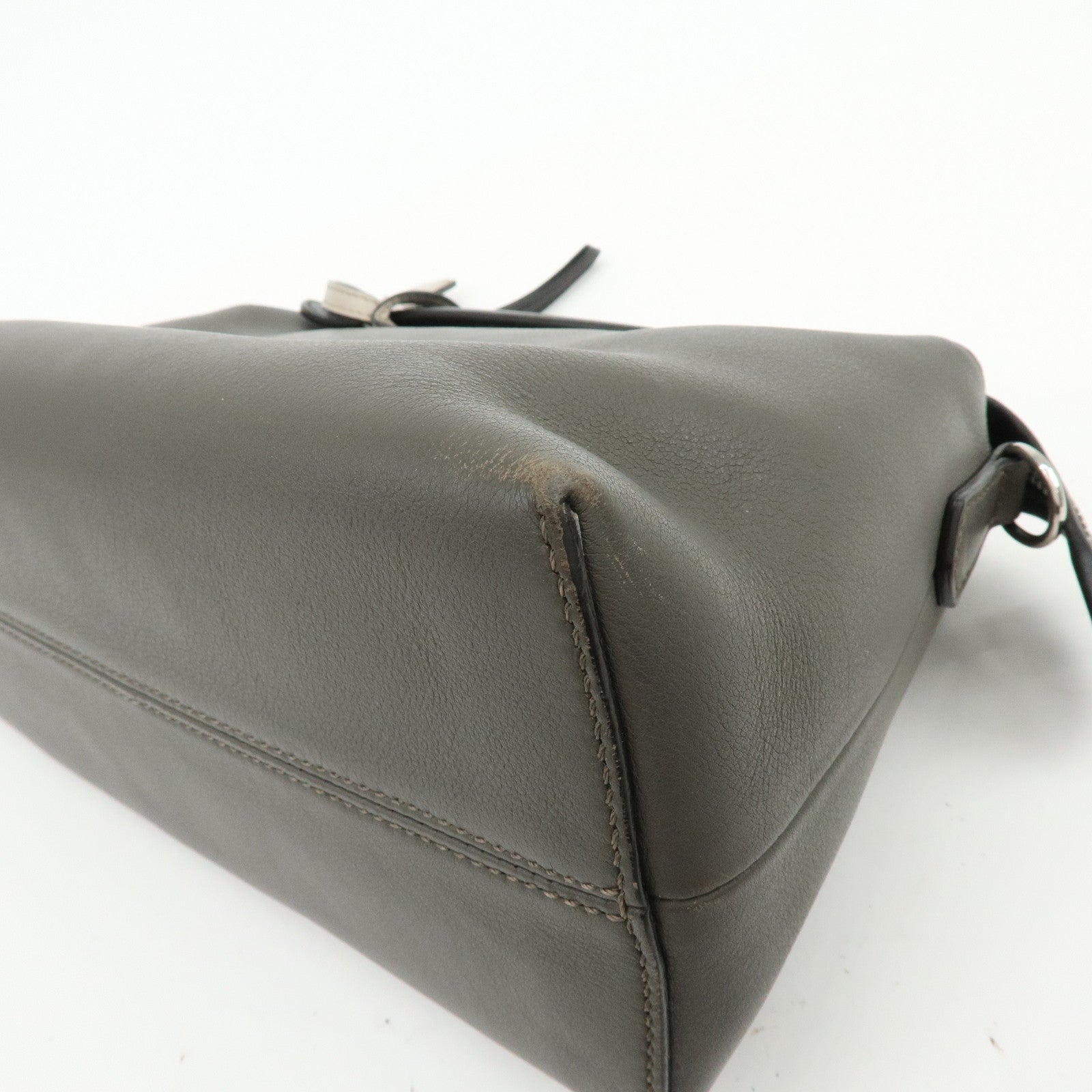 FENDI By The Way Medium 2Way Bag Hand Bag Shoulder Bag Gray 8BL146