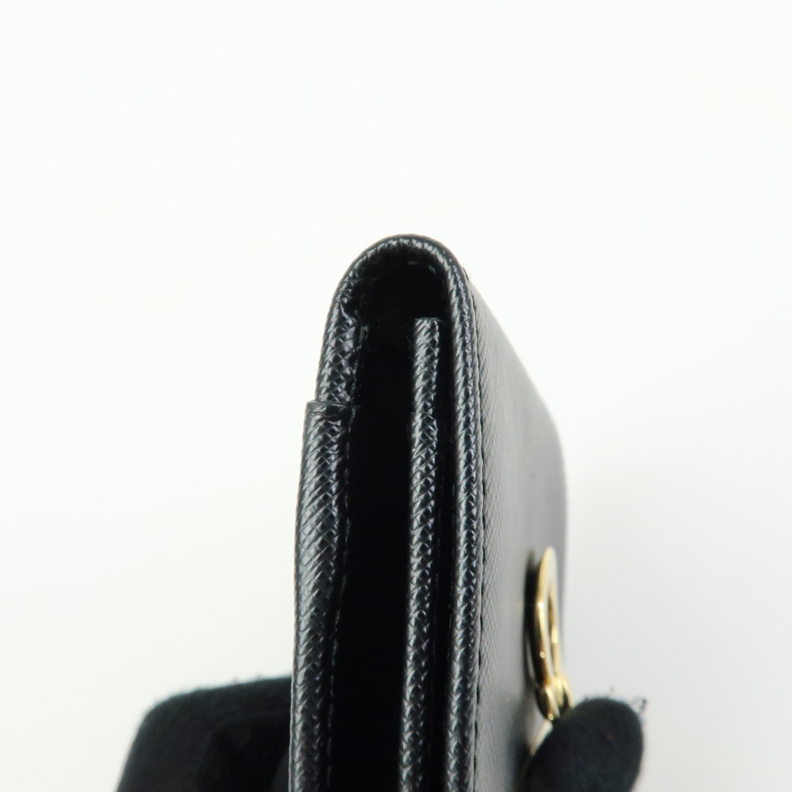 Ferragamo Gancini Embossed Leather Card Case Card Holder Black