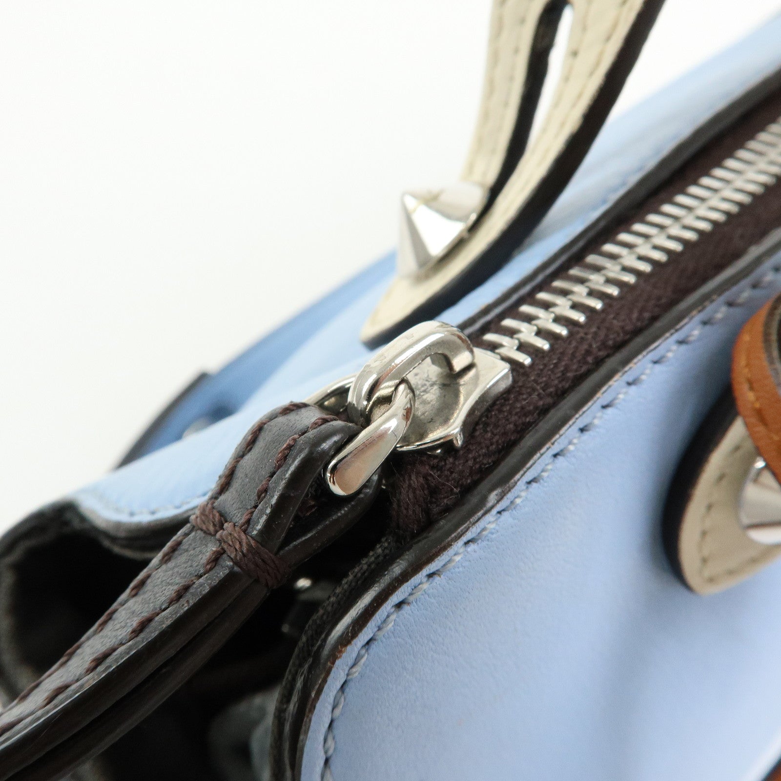 FENDI By The Way Medium Leather 2Way Bag Hand Light Blue 8BL146