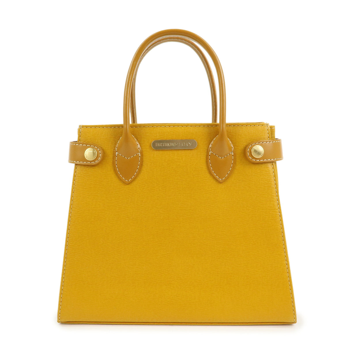 BURBERRY Leather Mini Hand Bag Tote Bag Yellow