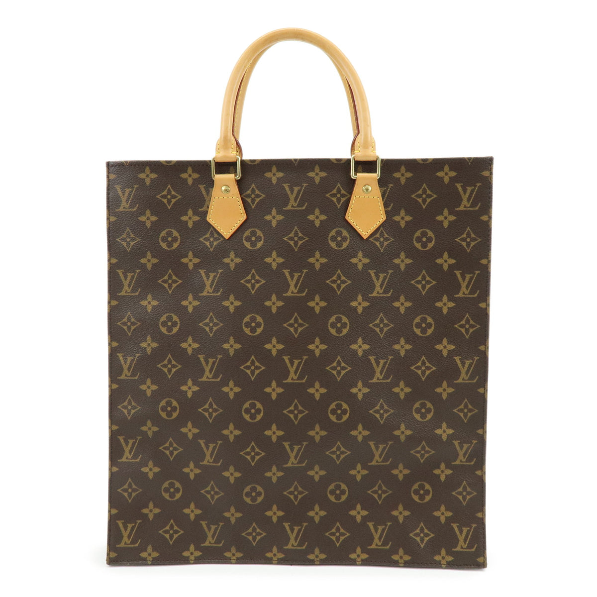 Louis Vuitton Monogram Sac Plat Tote Bag Hand Bag Brown M51140