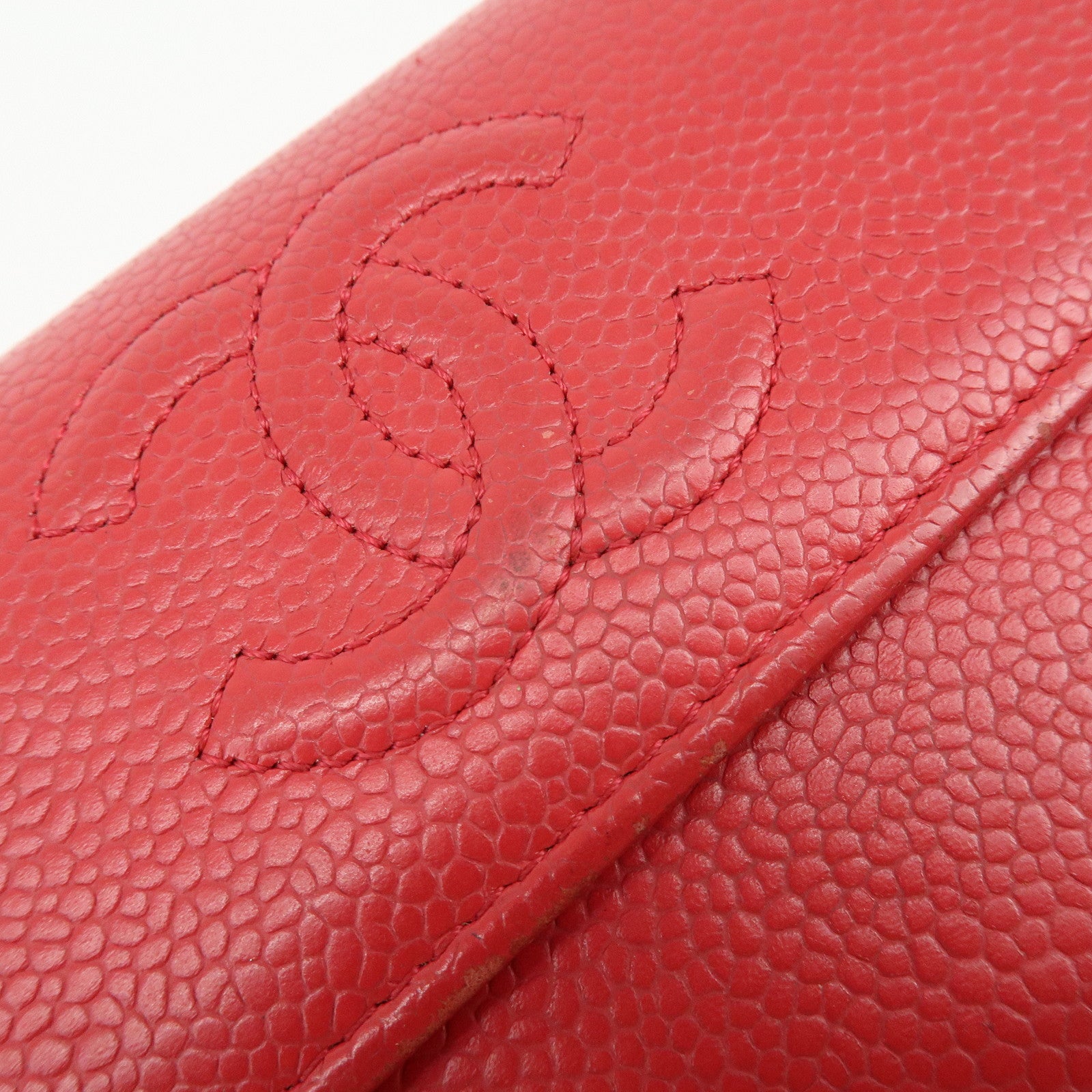CHANEL COCO Mark Caviarskin Long Flap Wallet Red A50070