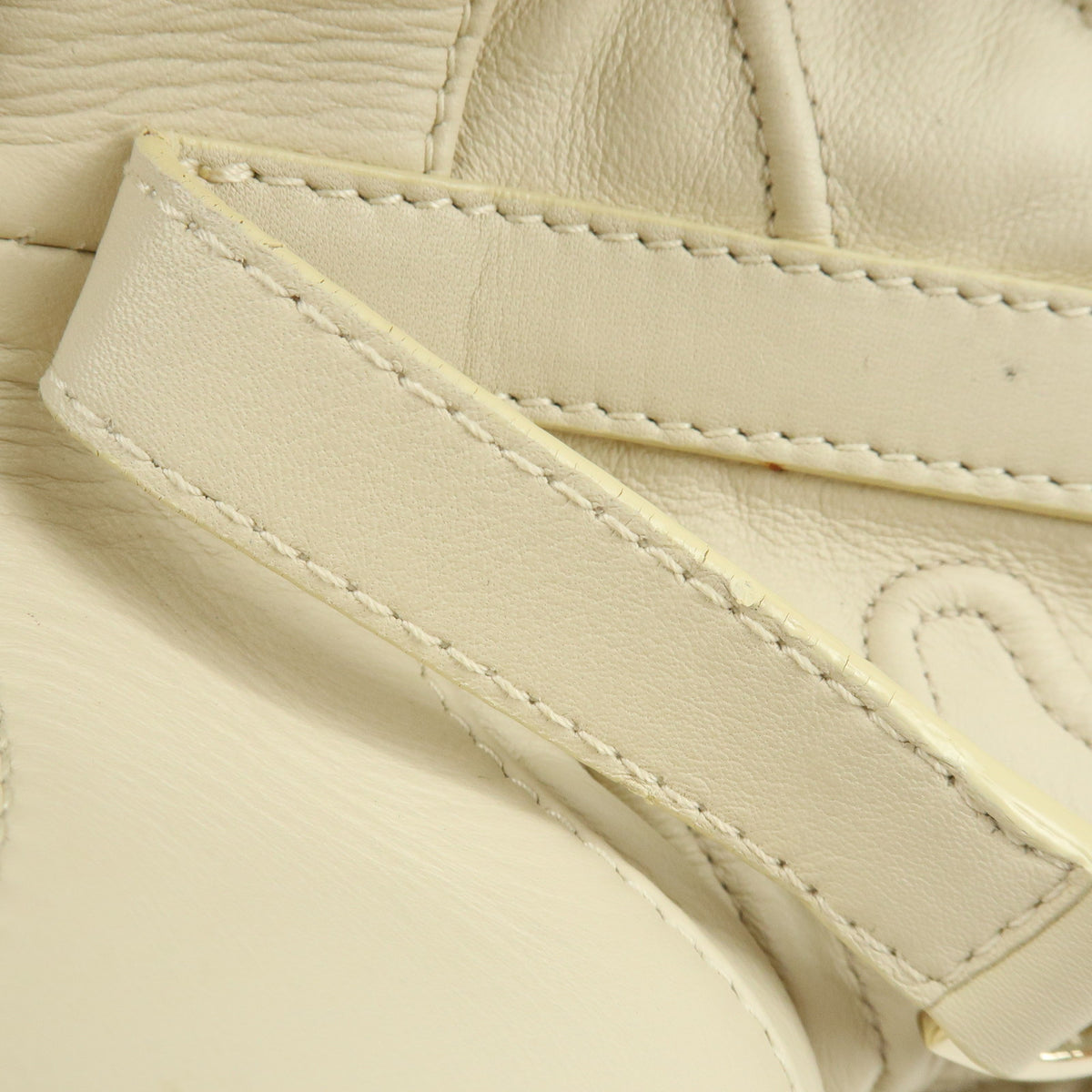 BVLGARI Chandra Leather Shoulder Bag Hand Bag Ring Buckle White