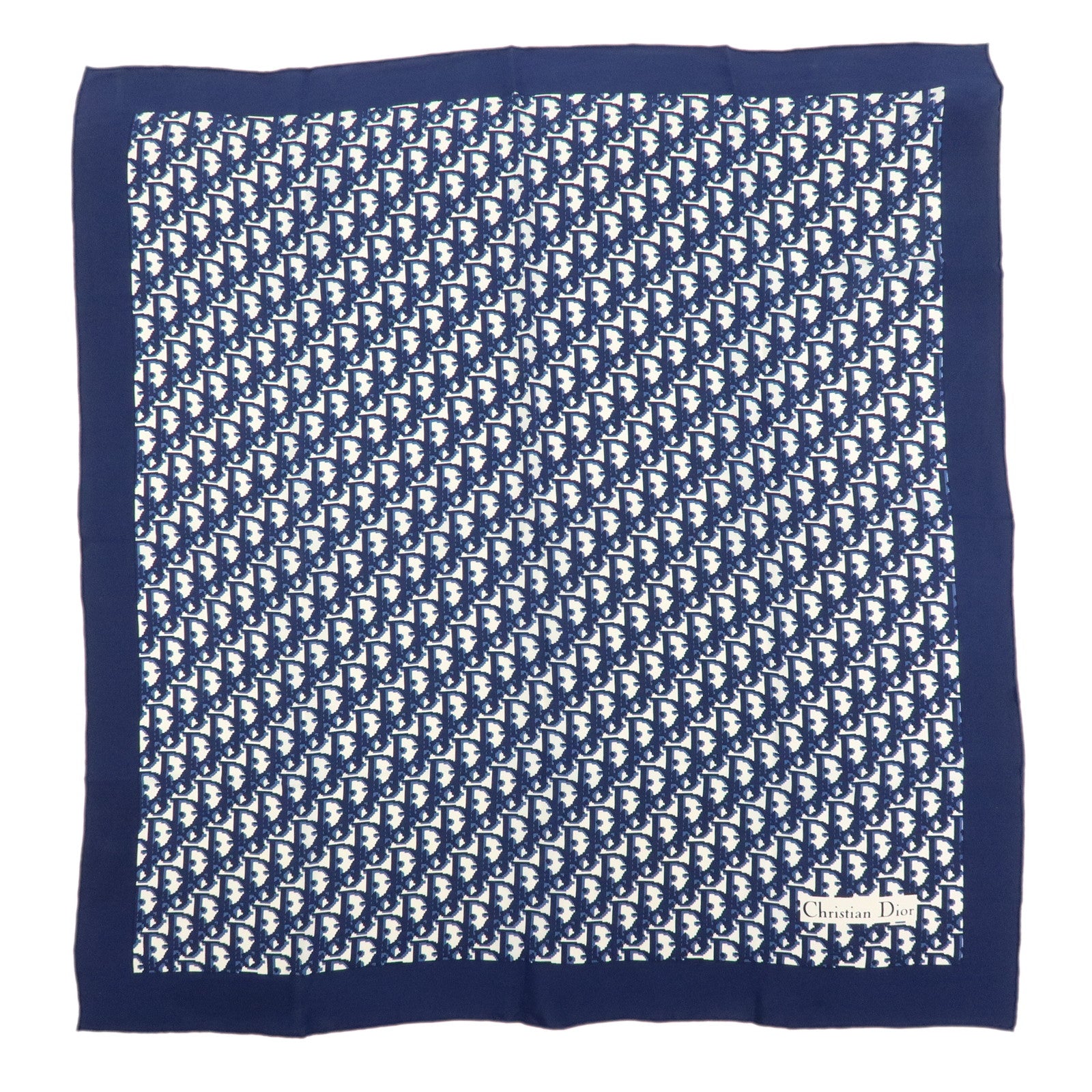 Christian Dior Trotter Silk 100% Scarf Navy White