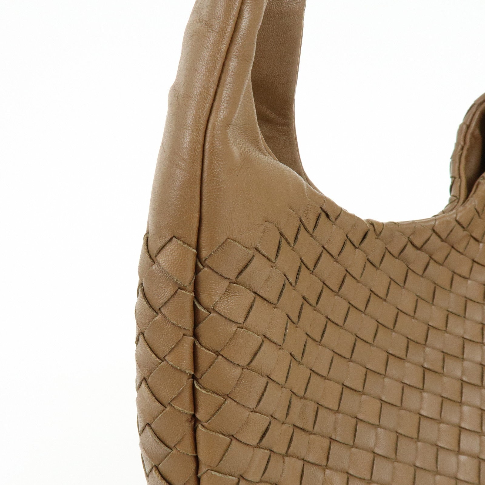 BOTTEGA VENETA Intrecciato Campana Leather Shoulder Bag Brown 125787