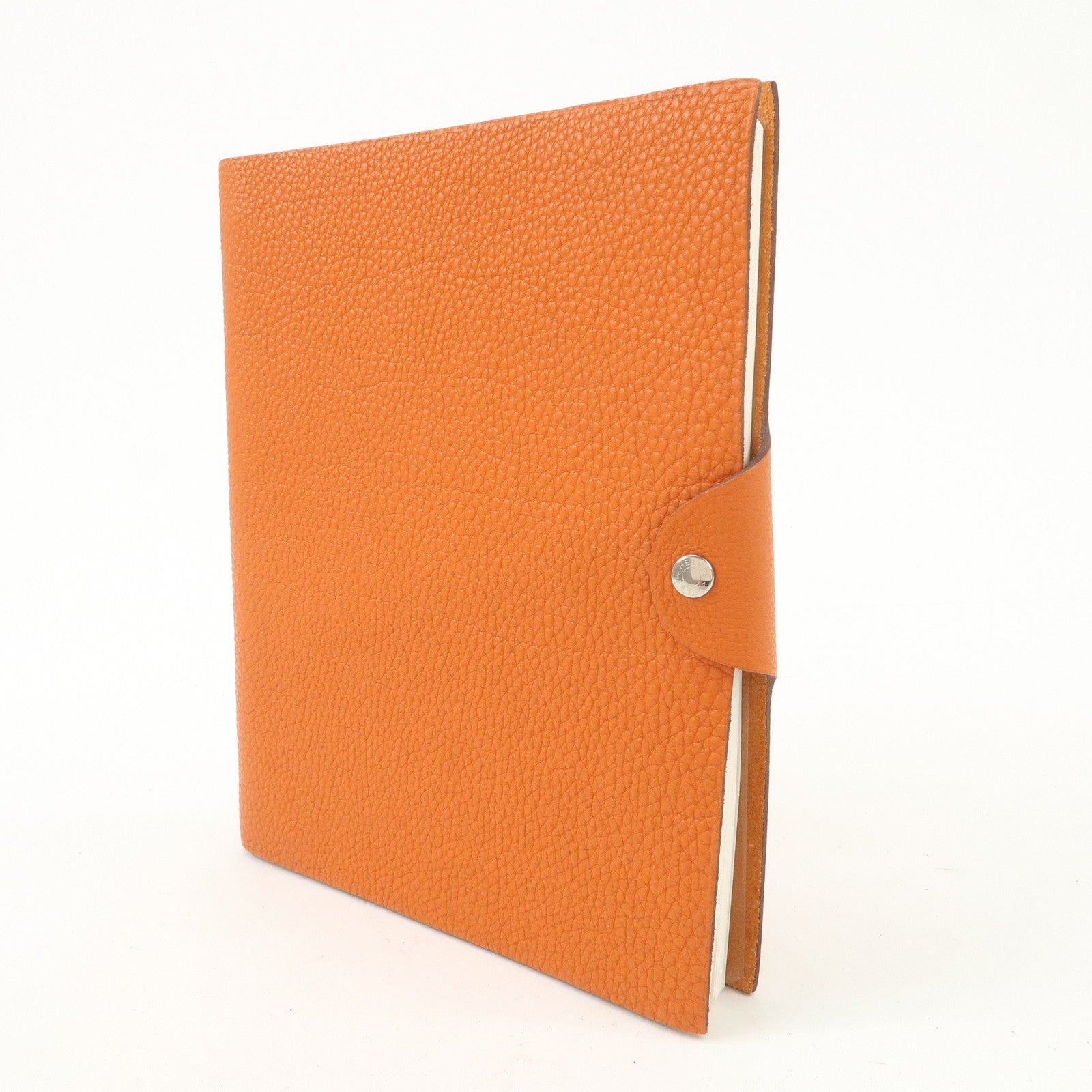 HERMES Togo Leather Ulysse MM □O Stamped Notebook Cover Potiron Orange Used
