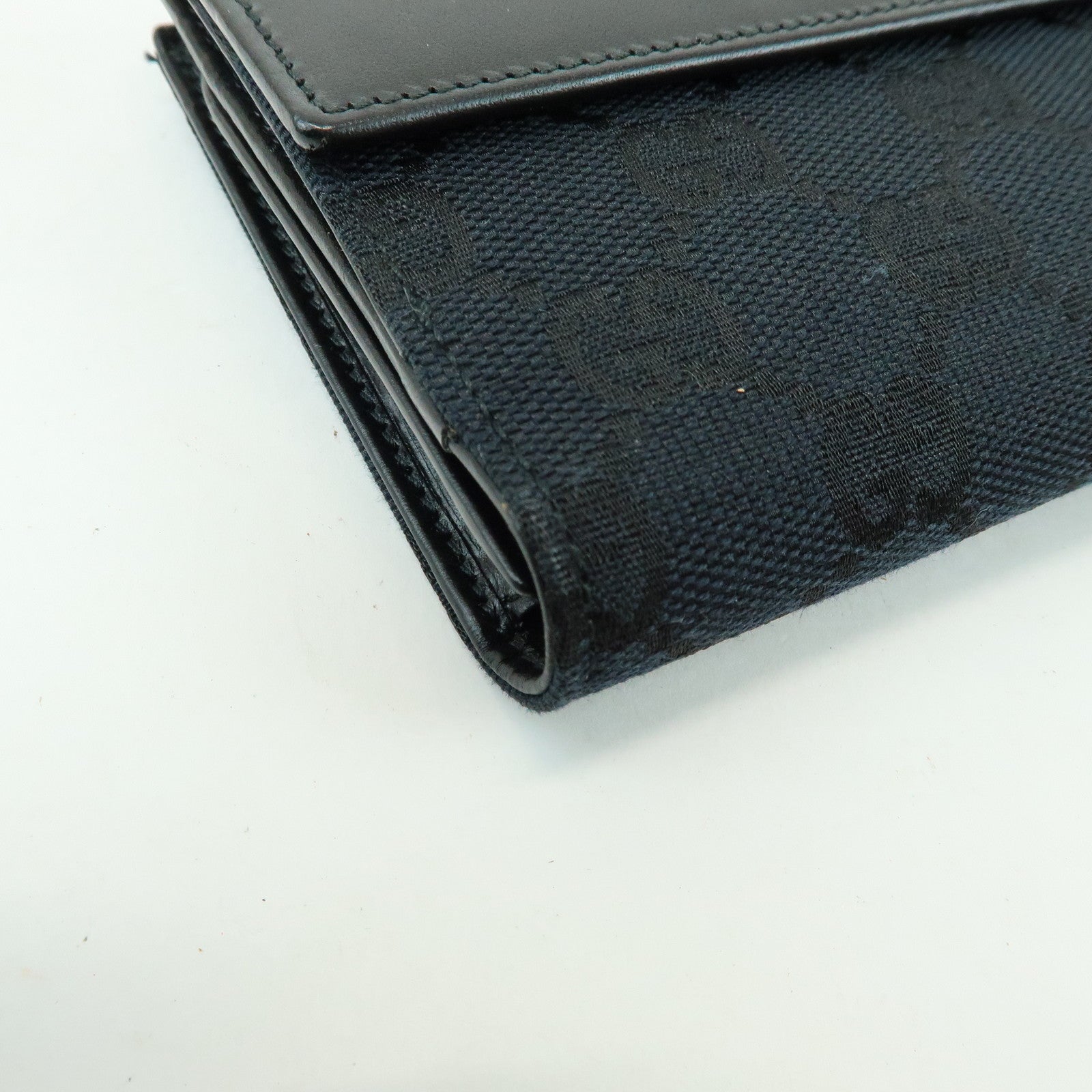 GUCCI Jackie GG Canvas Leather Bi-fold Long Wallet Black