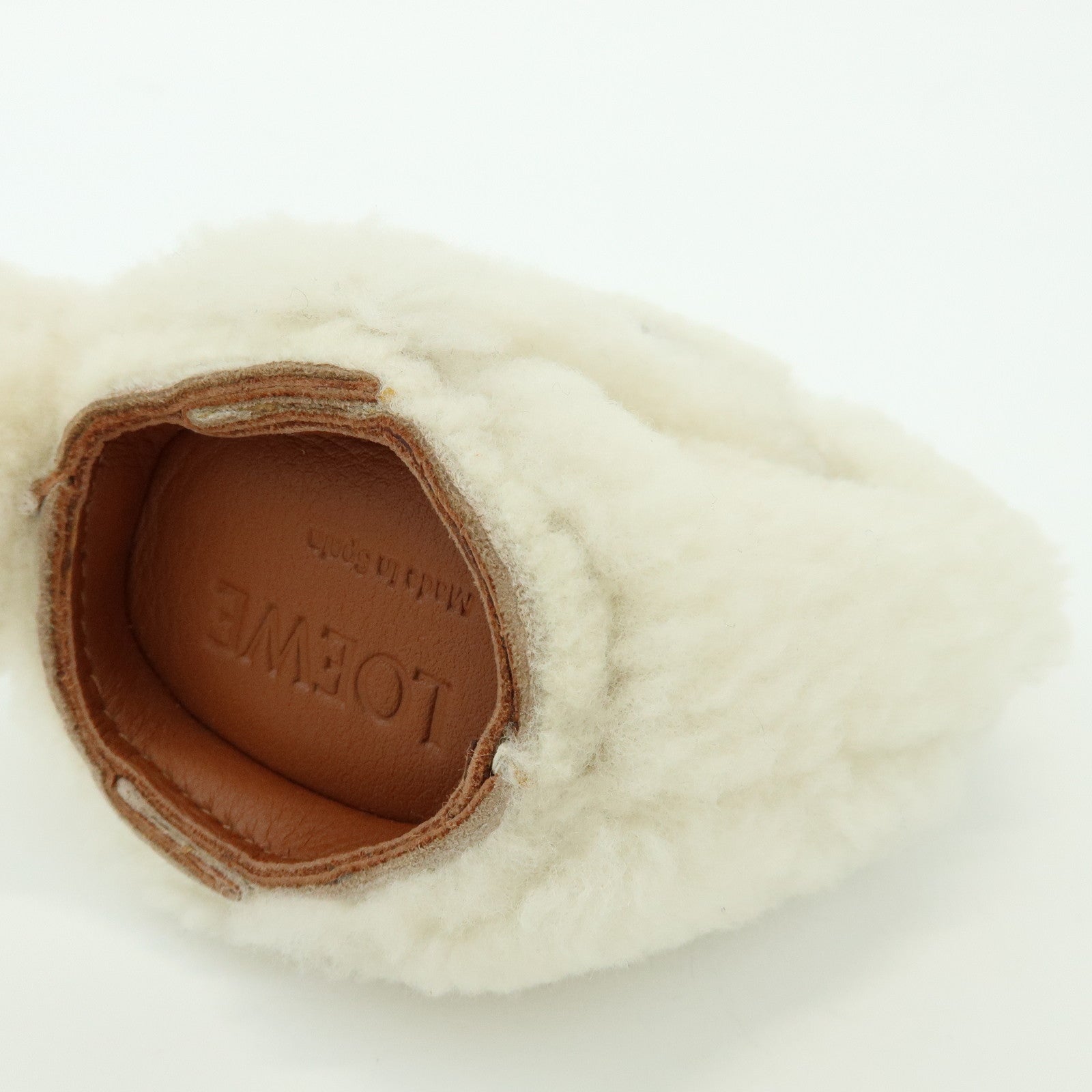 LOEWE Wool Leather Coin Case Bag Charm Rabbit White