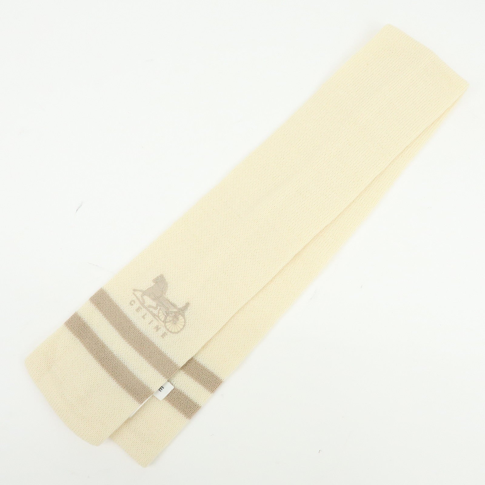 CELINE Logo Wool Acrylic Scarf with Scarf Case White Mocha